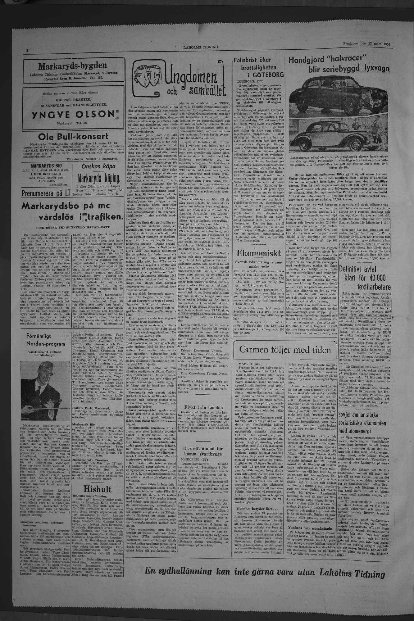 Laholms Tidning Fredag 12 mars 1954, sida 4