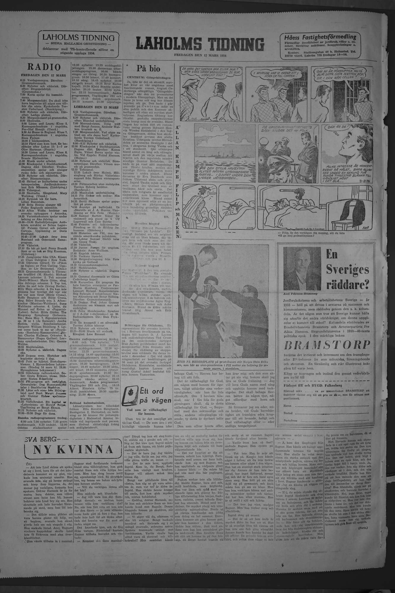 Laholms Tidning Fredag 12 mars 1954, sida 8