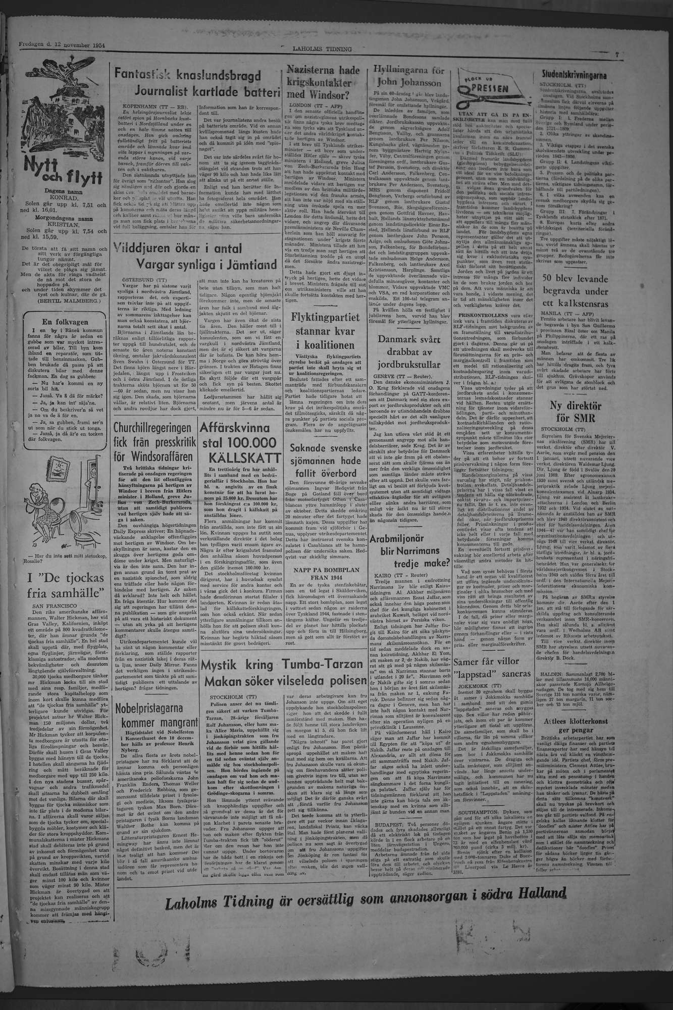 Laholms Tidning Fredag 12 november 1954, sida 7