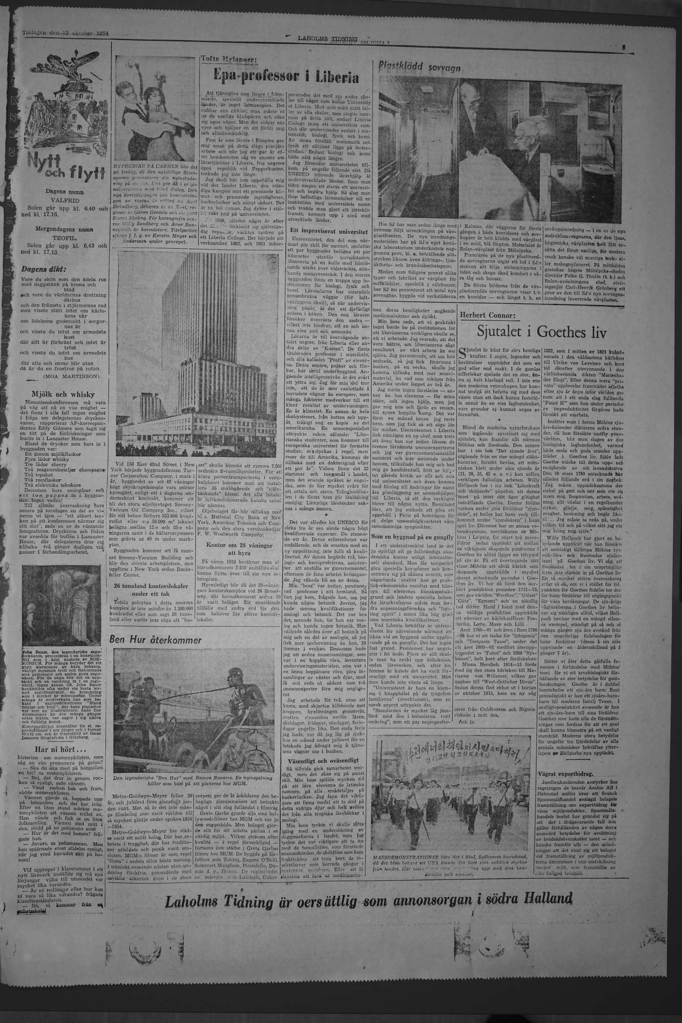 Laholms Tidning Tisdag 12 oktober 1954, sida 5
