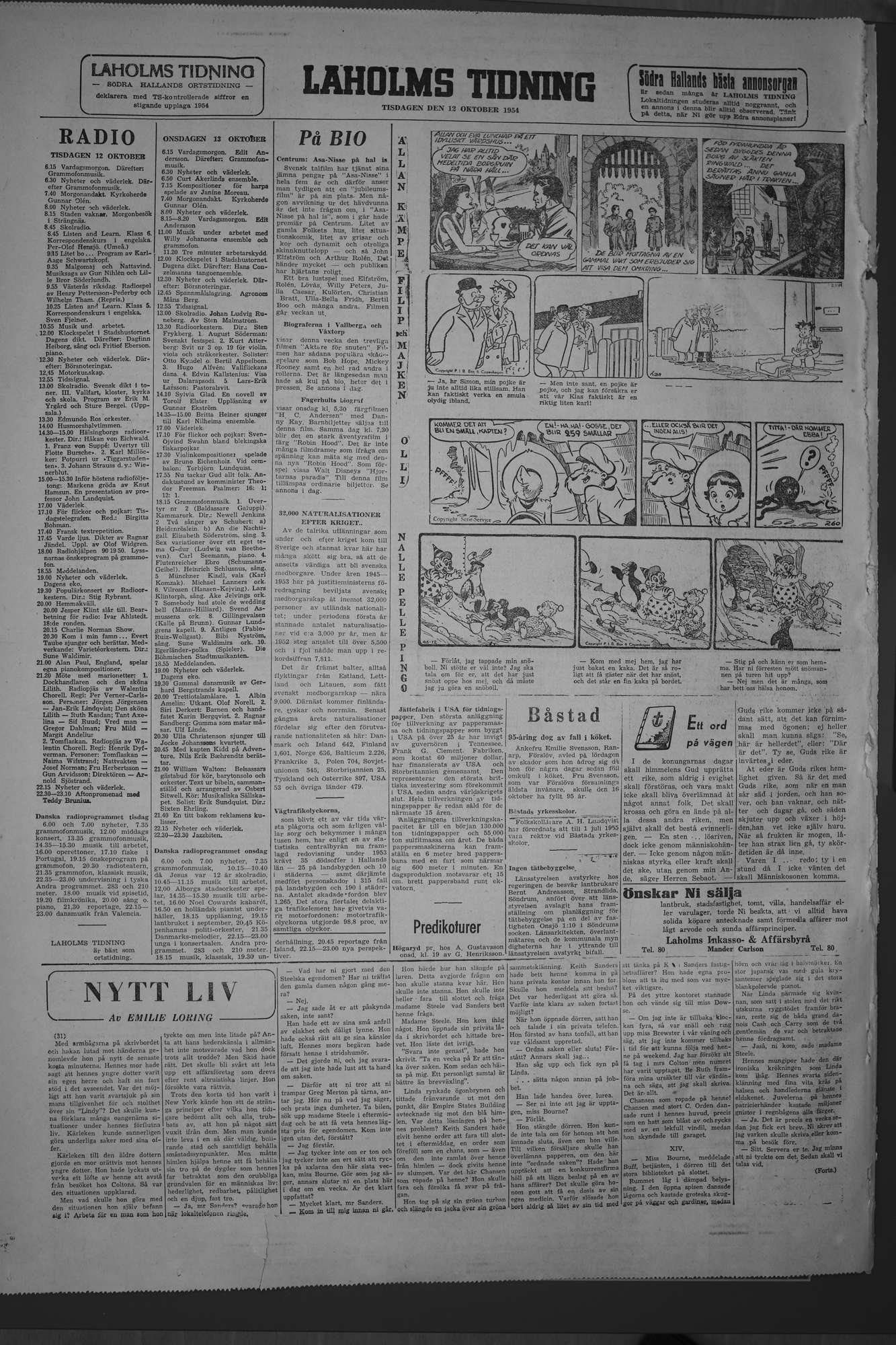 Laholms Tidning Tisdag 12 oktober 1954, sida 6
