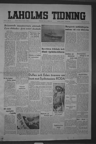 Förstasidan, Tisdag 13 april 1954