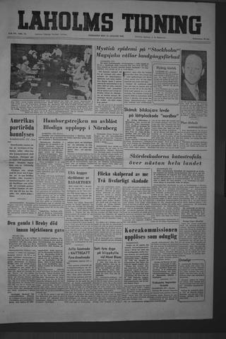 Förstasidan, Fredag 13 augusti 1954