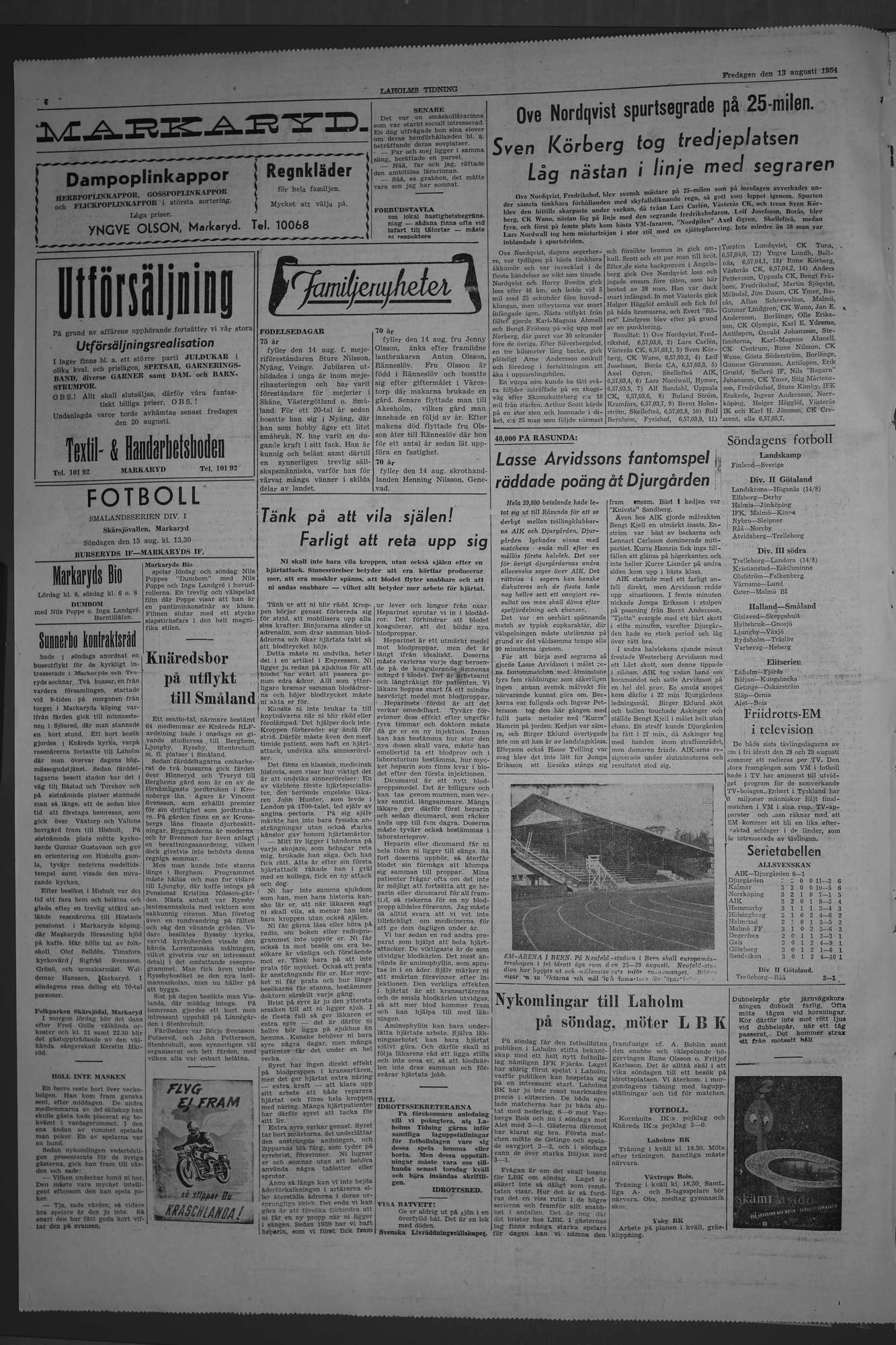 Laholms Tidning Fredag 13 augusti 1954, sida 4