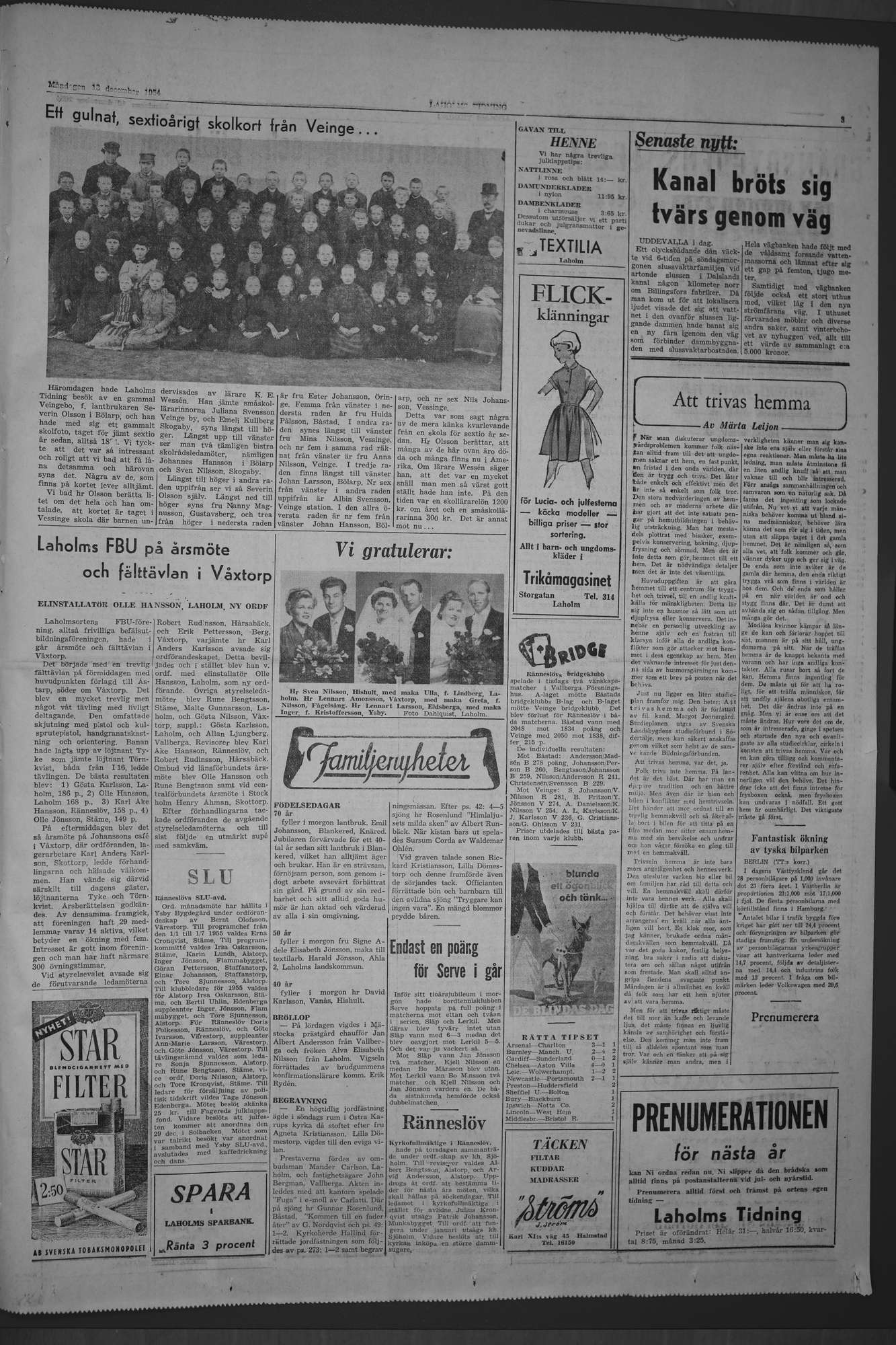 Laholms Tidning Måndag 13 december 1954, sida 3