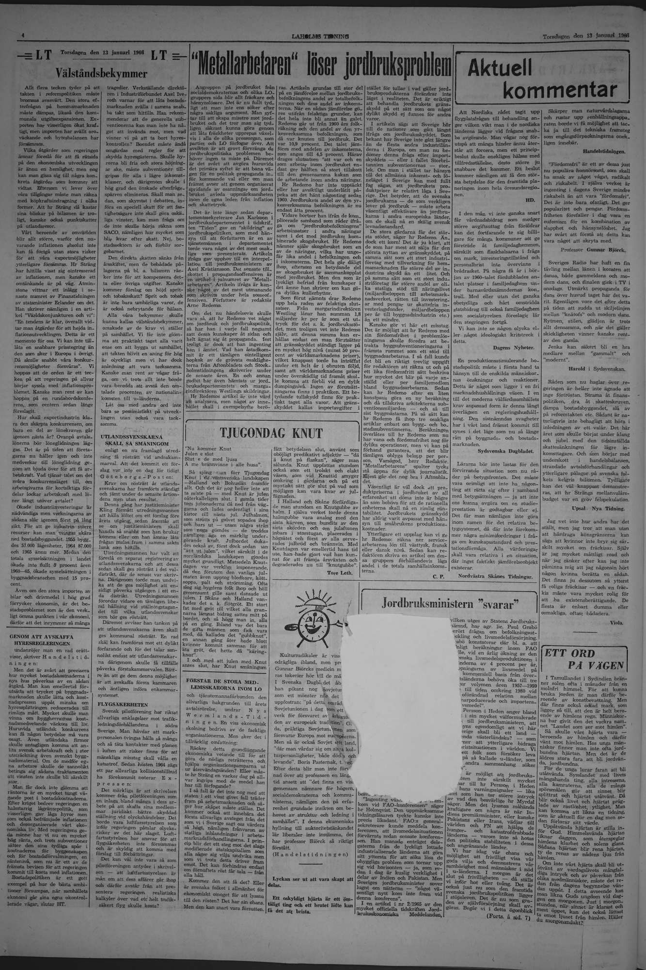 Laholms Tidning Torsdag 13 januari 1966, sida 4