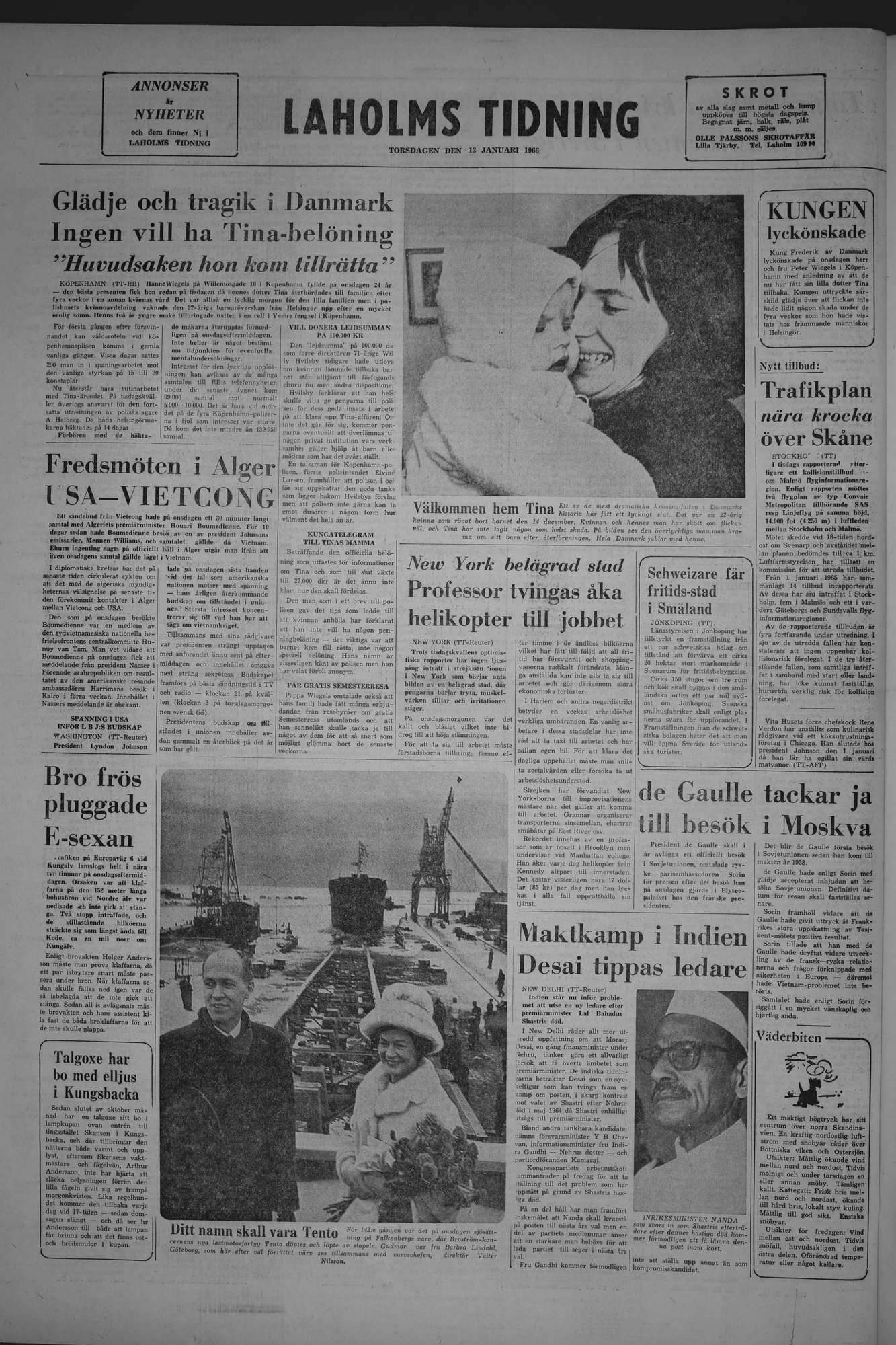 Laholms Tidning Torsdag 13 januari 1966, sida 8