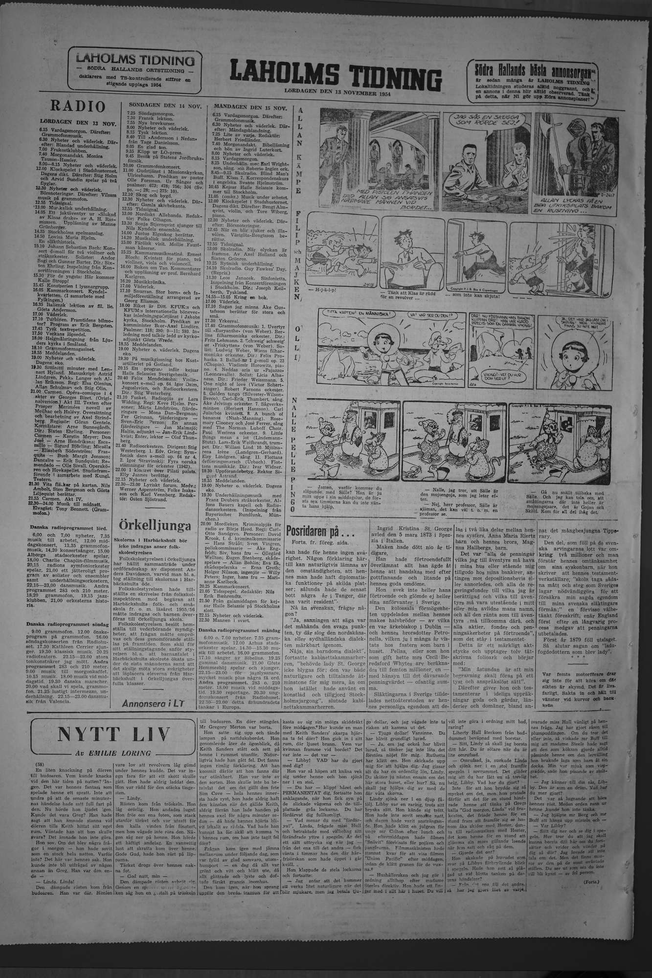 Laholms Tidning Lördag 13 november 1954, sida 8