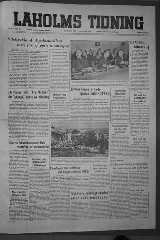 Förstasidan, Måndag 13 september 1954