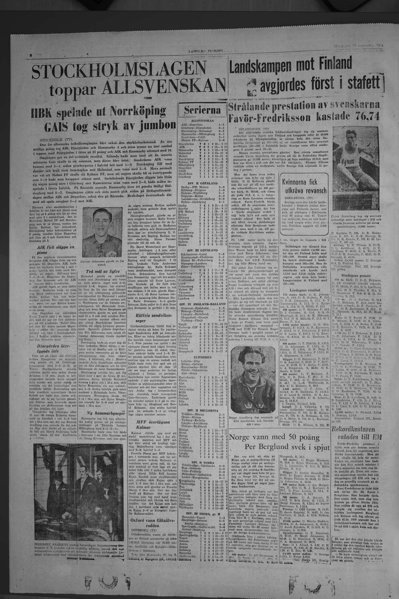 Laholms Tidning Måndag 13 september 1954, sida 4