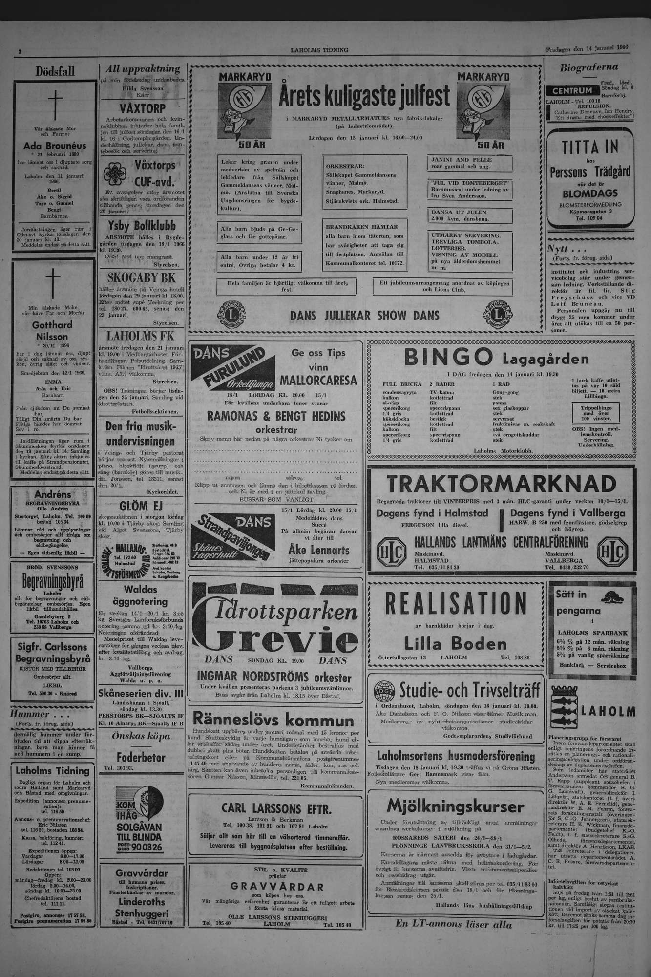 Laholms Tidning Fredag 14 januari 1966, sida 2