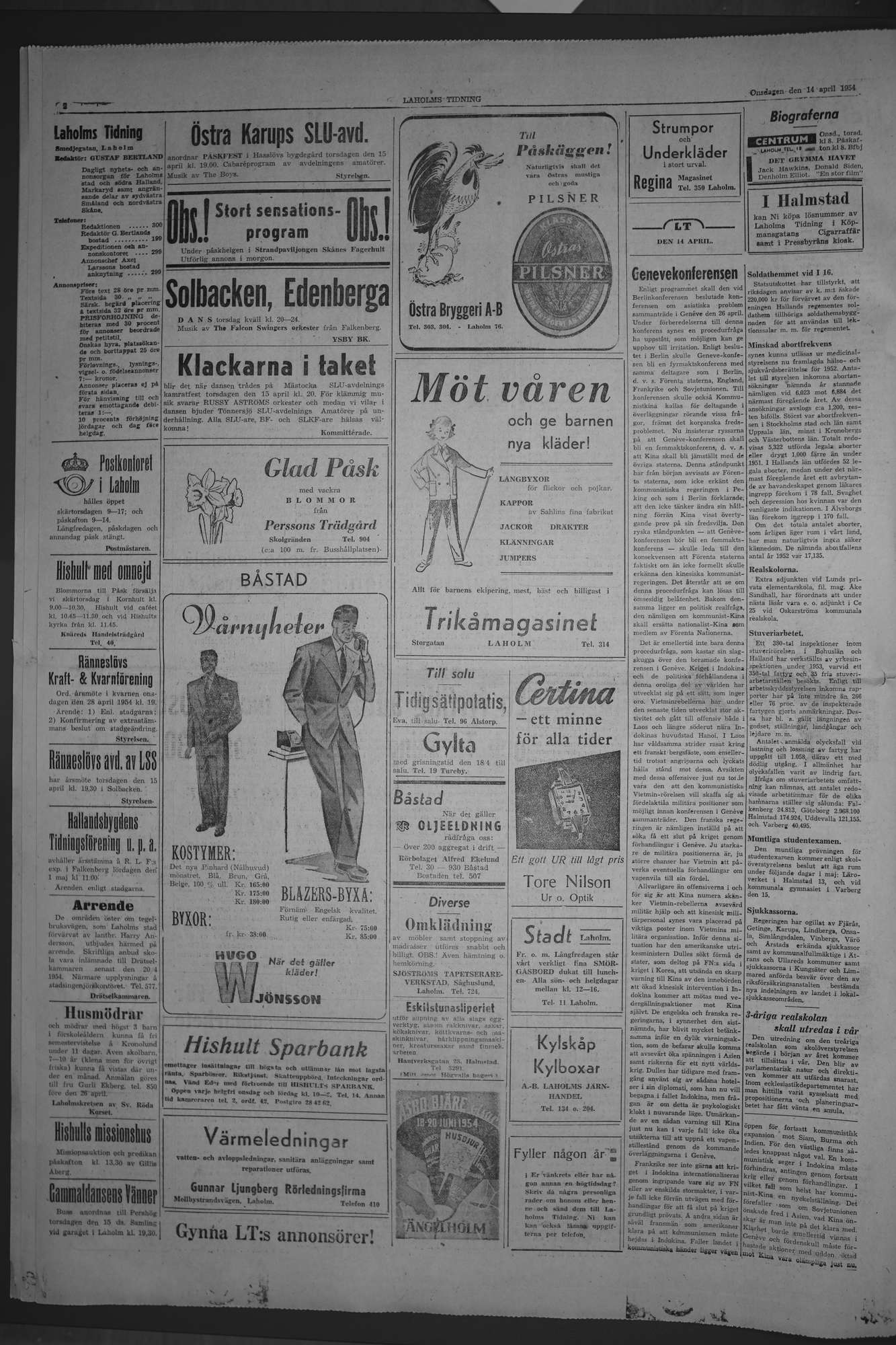 Laholms Tidning Onsdag 14 april 1954, sida 2