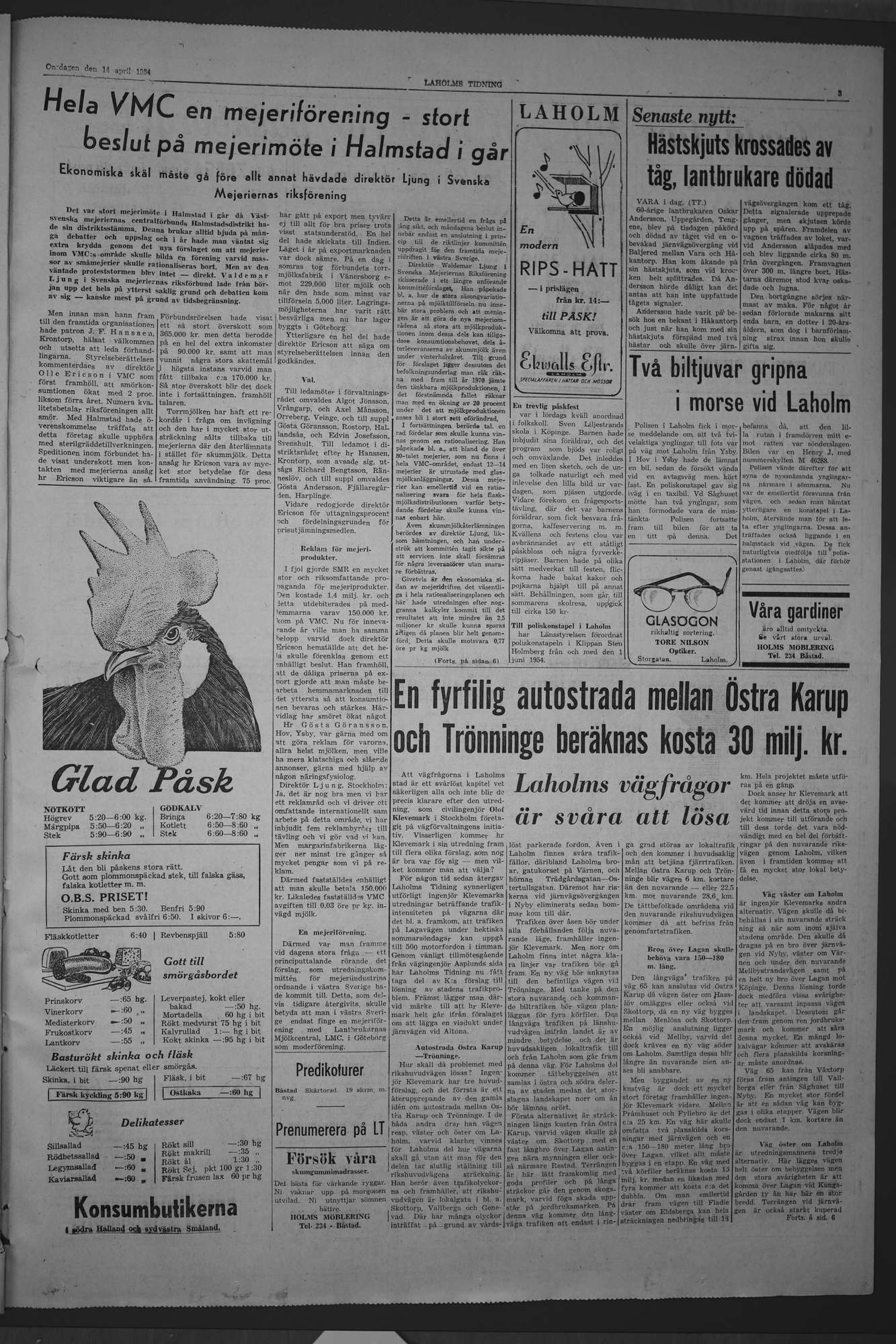 Laholms Tidning Onsdag 14 april 1954, sida 3