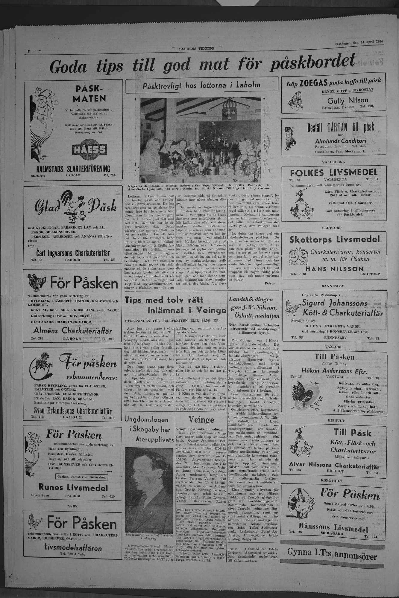 Laholms Tidning Onsdag 14 april 1954, sida 4