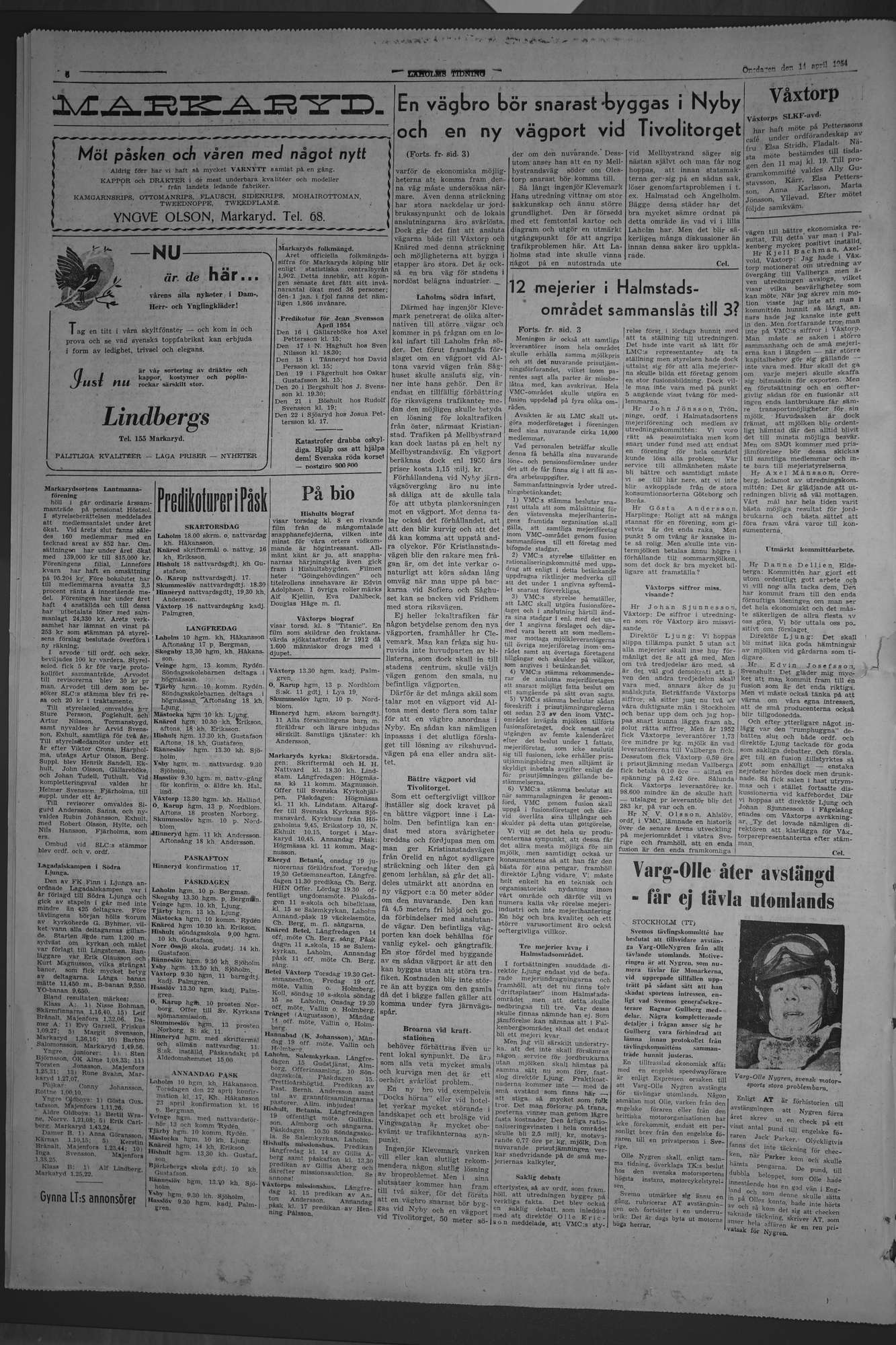 Laholms Tidning Onsdag 14 april 1954, sida 6