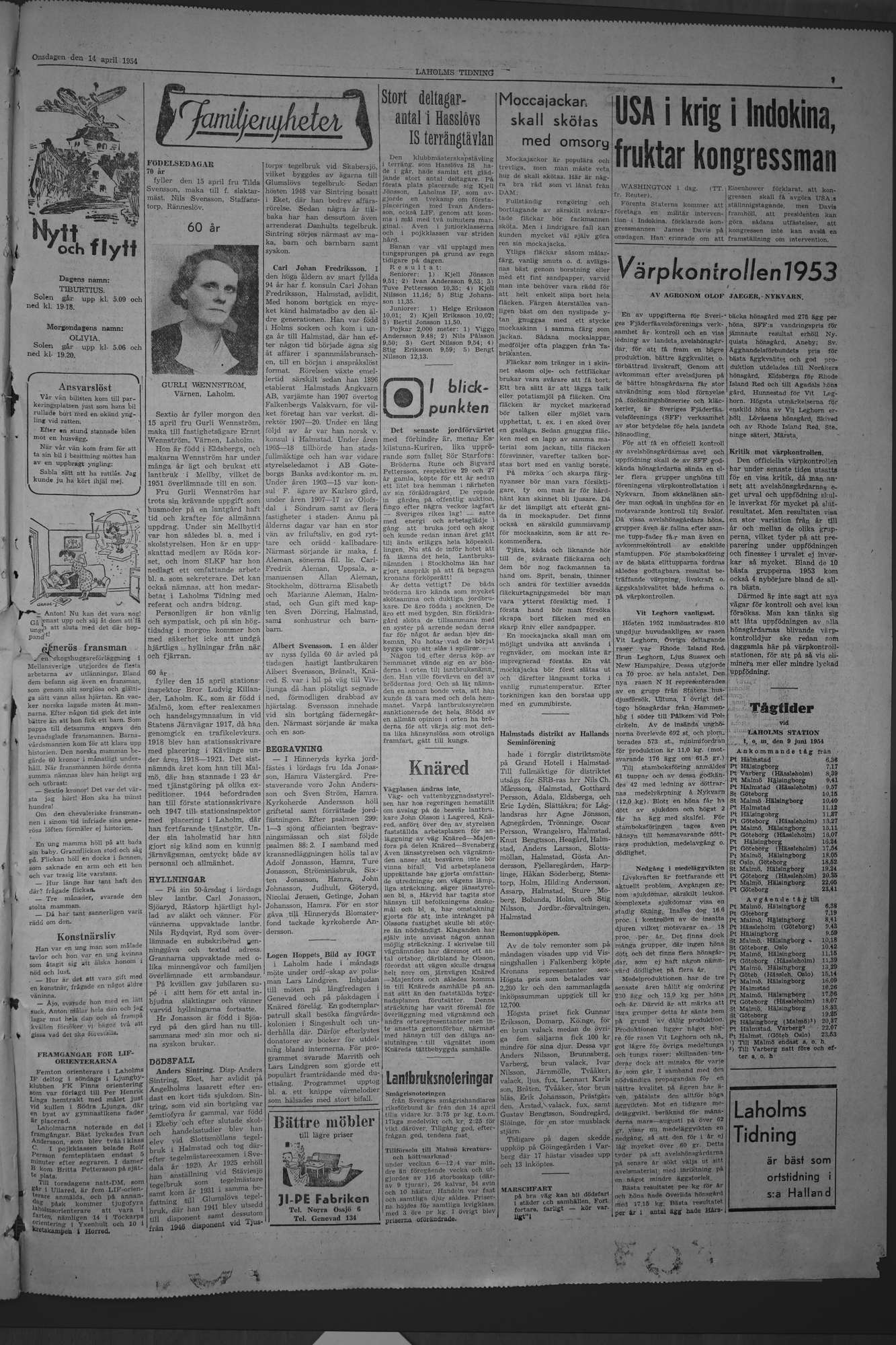 Laholms Tidning Onsdag 14 april 1954, sida 7