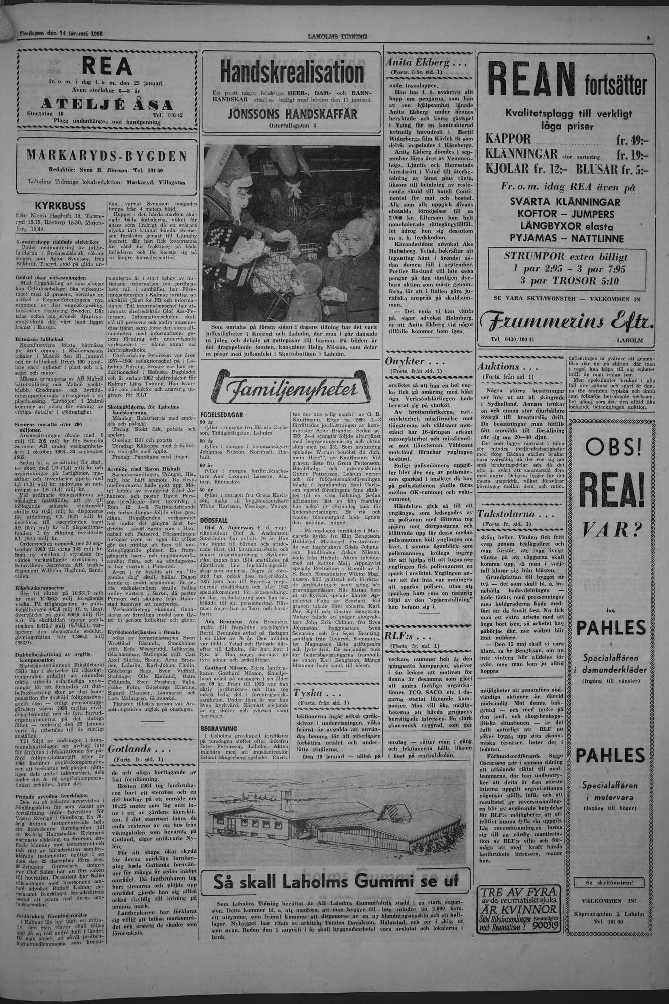 Laholms Tidning Fredag 14 januari 1966, sida 3