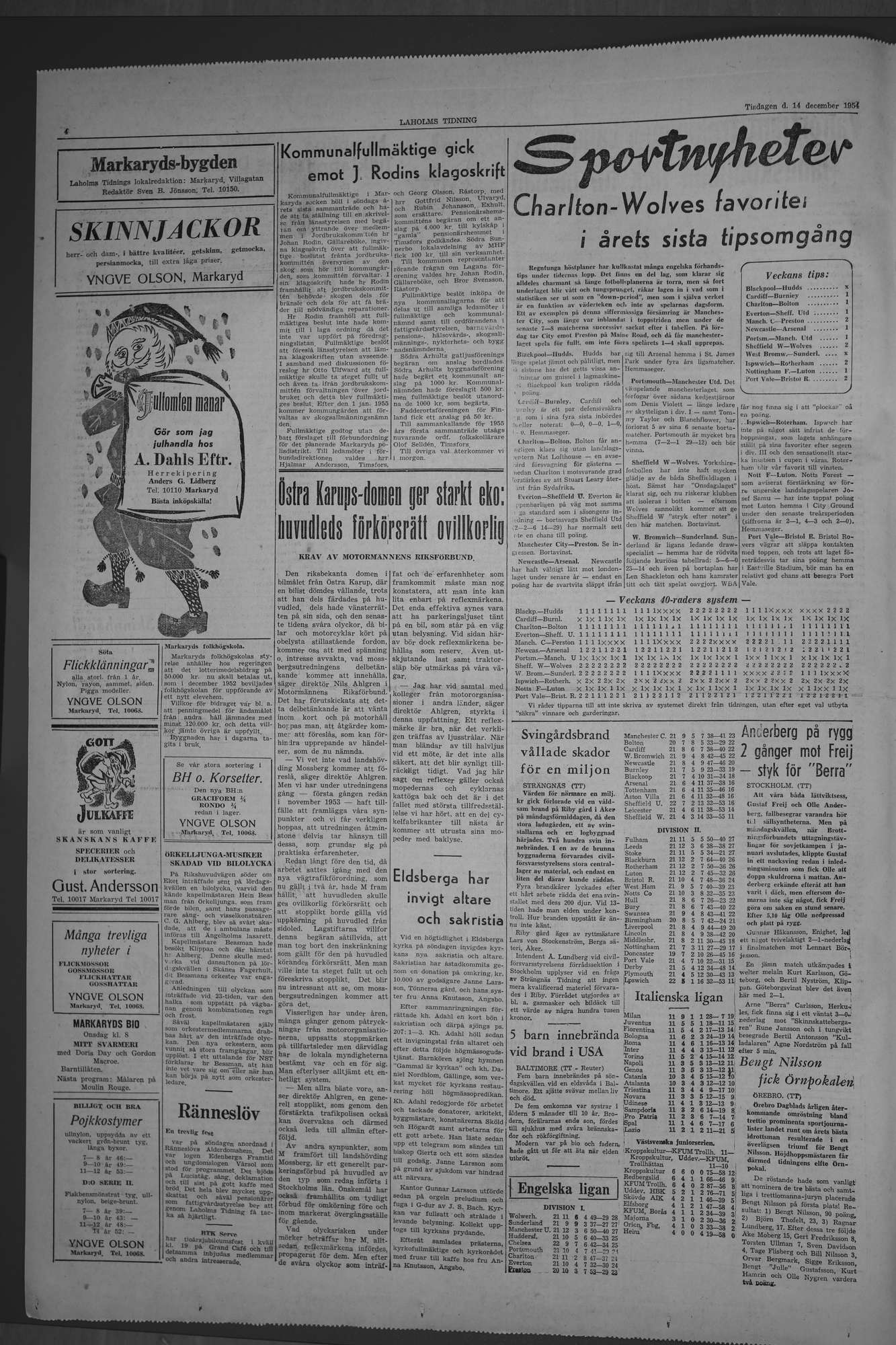 Laholms Tidning Tisdag 14 december 1954, sida 4