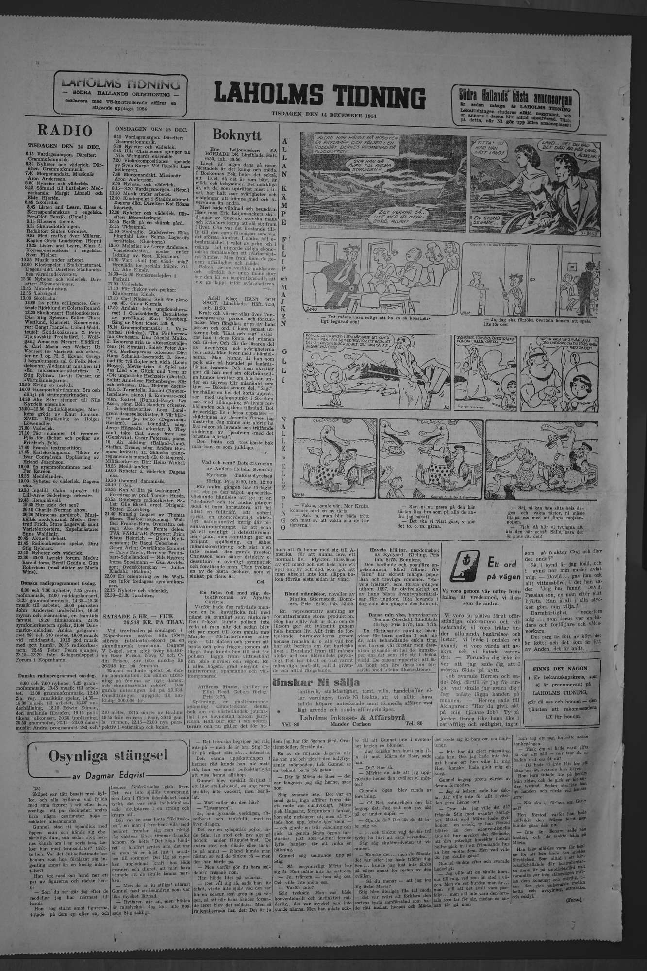 Laholms Tidning Tisdag 14 december 1954, sida 8