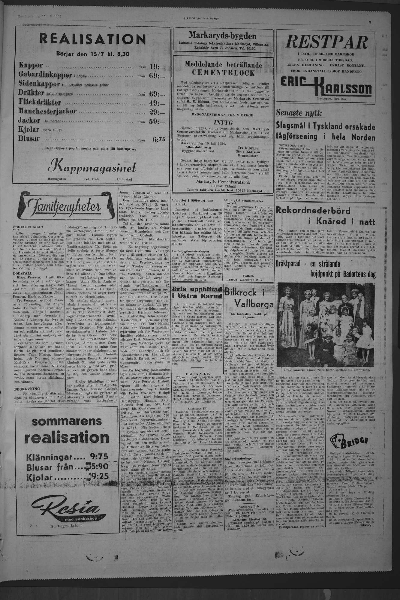 Laholms Tidning Onsdag 14 juli 1954, sida 3