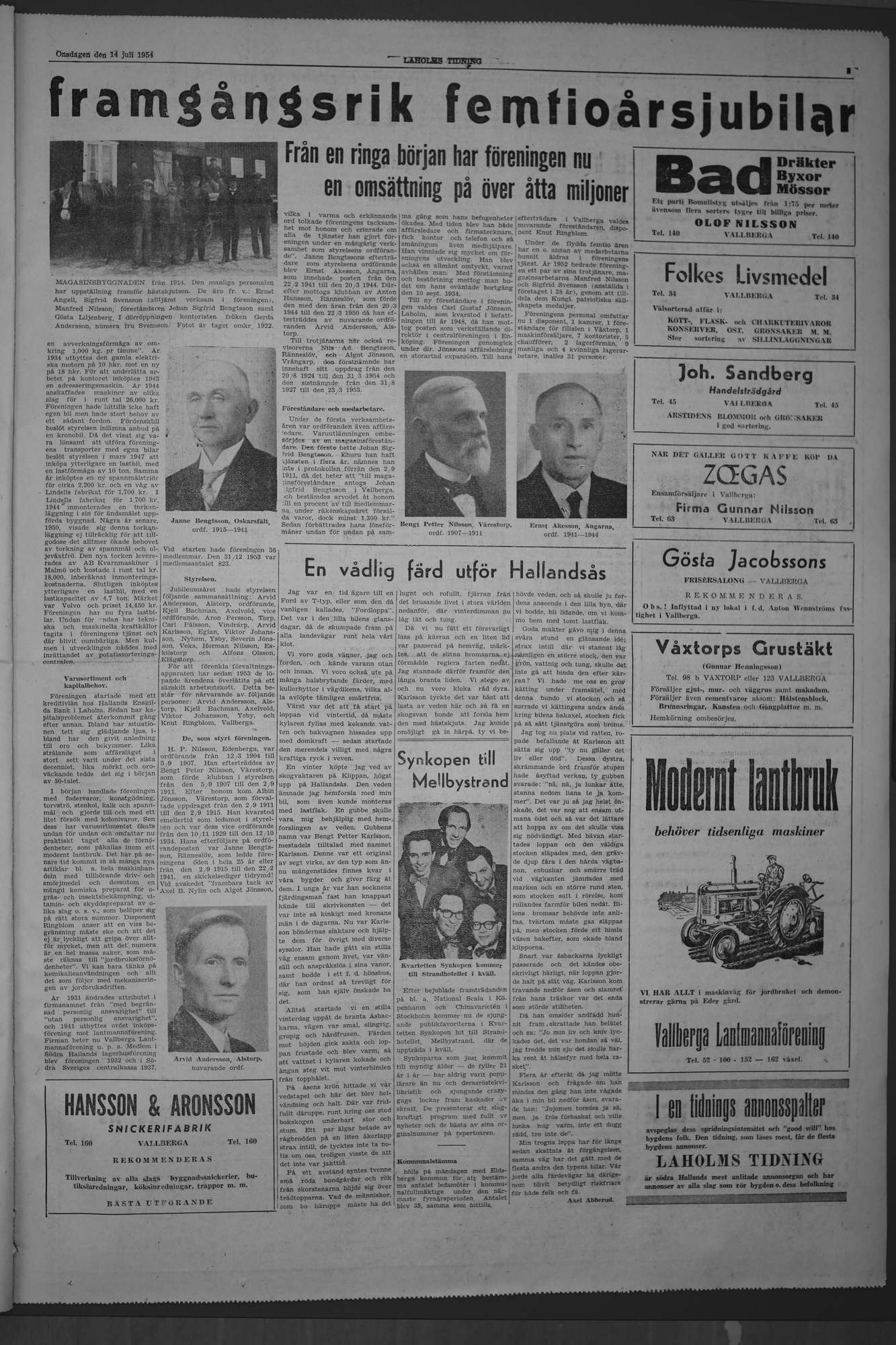 Laholms Tidning Onsdag 14 juli 1954, sida 5
