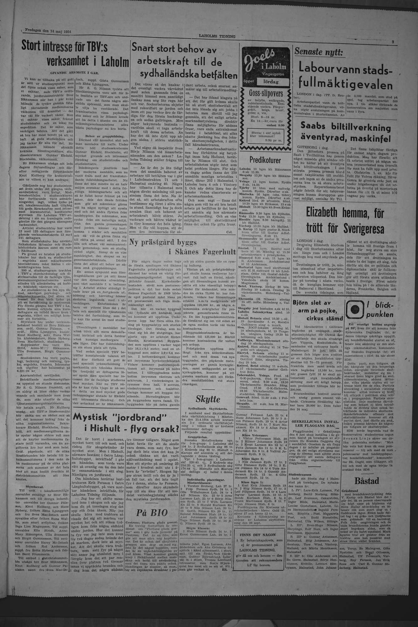 Laholms Tidning Fredag 14 maj 1954, sida 3