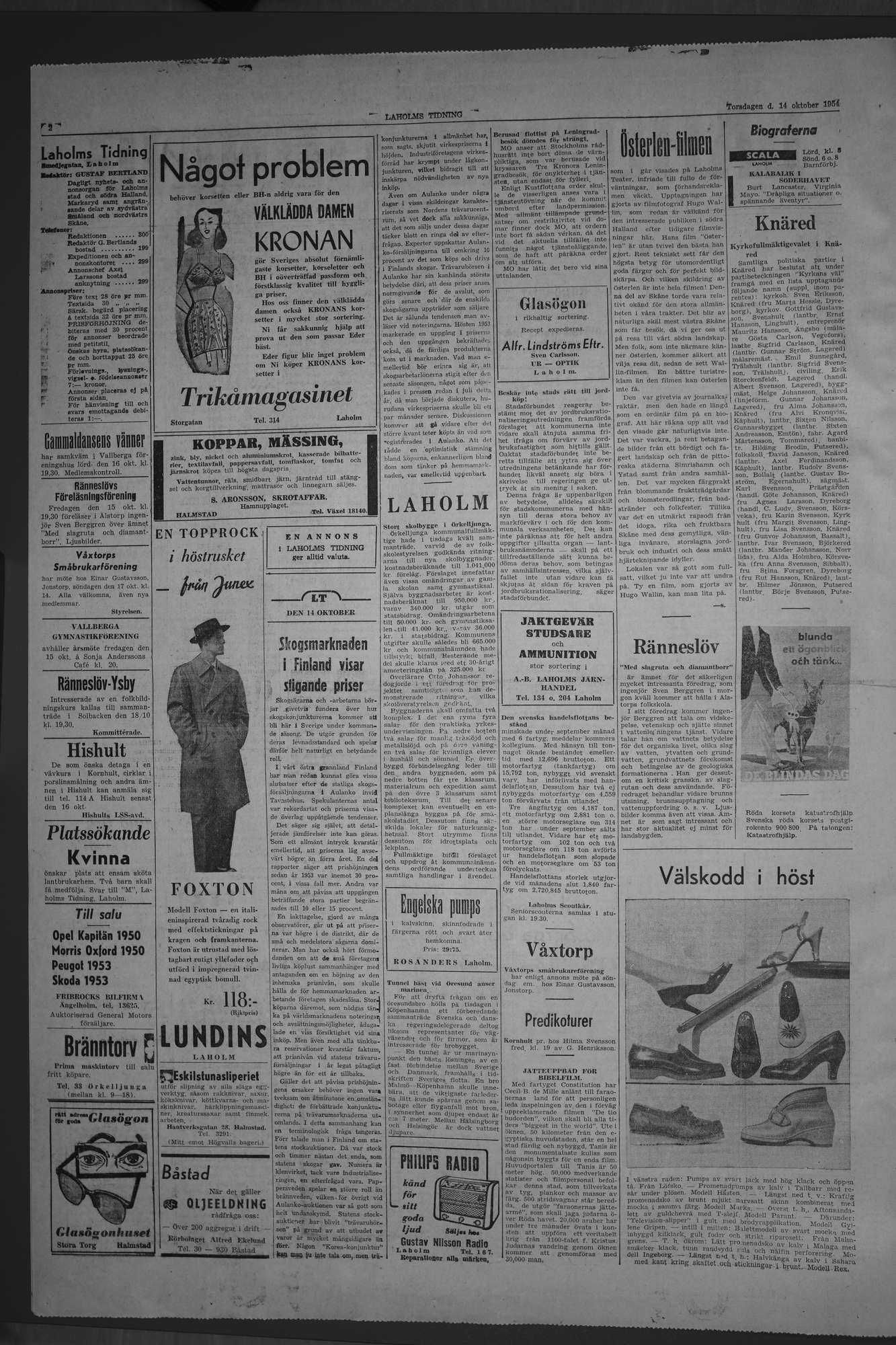 Laholms Tidning Torsdag 14 oktober 1954, sida 2