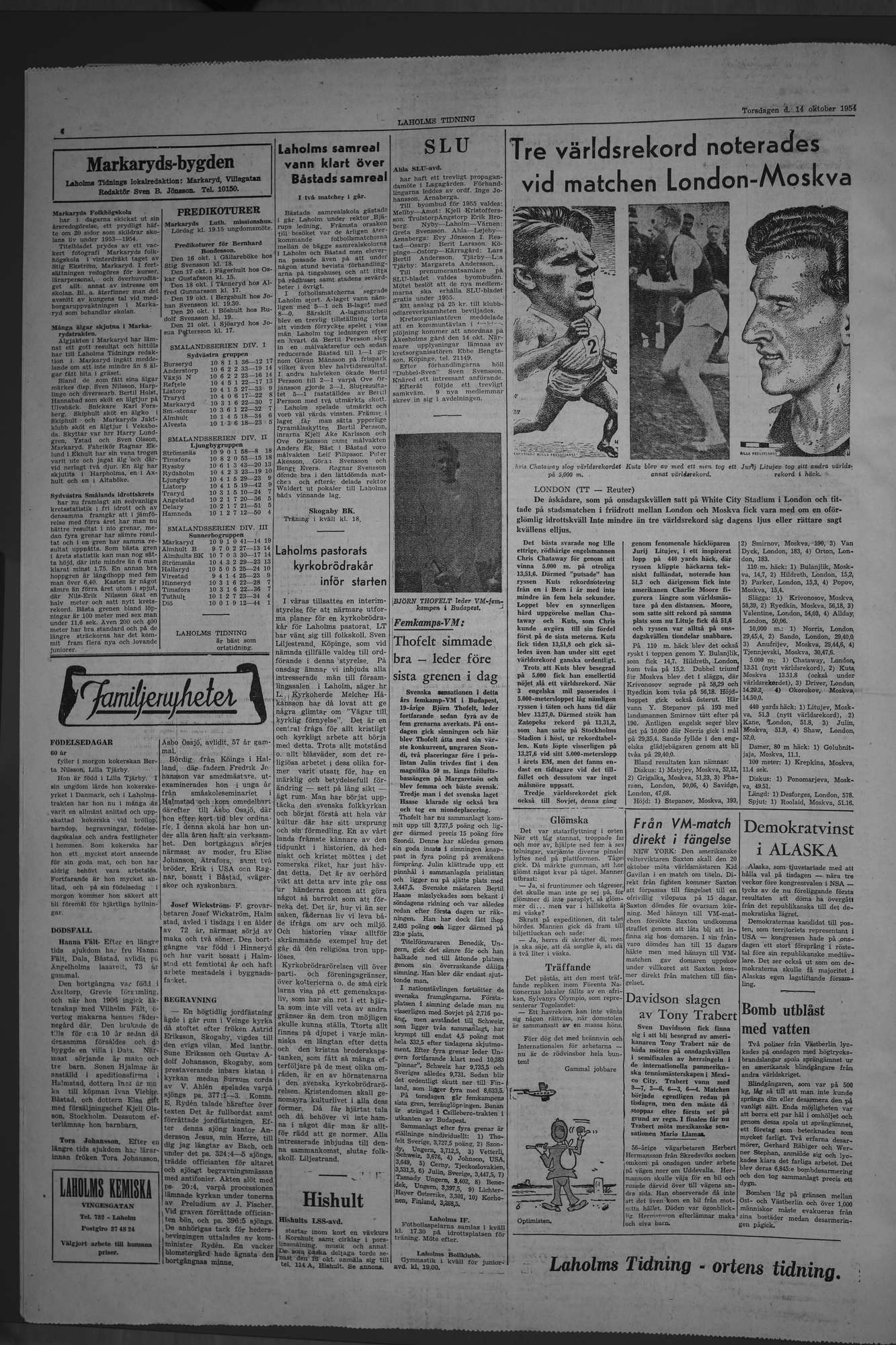 Laholms Tidning Torsdag 14 oktober 1954, sida 4