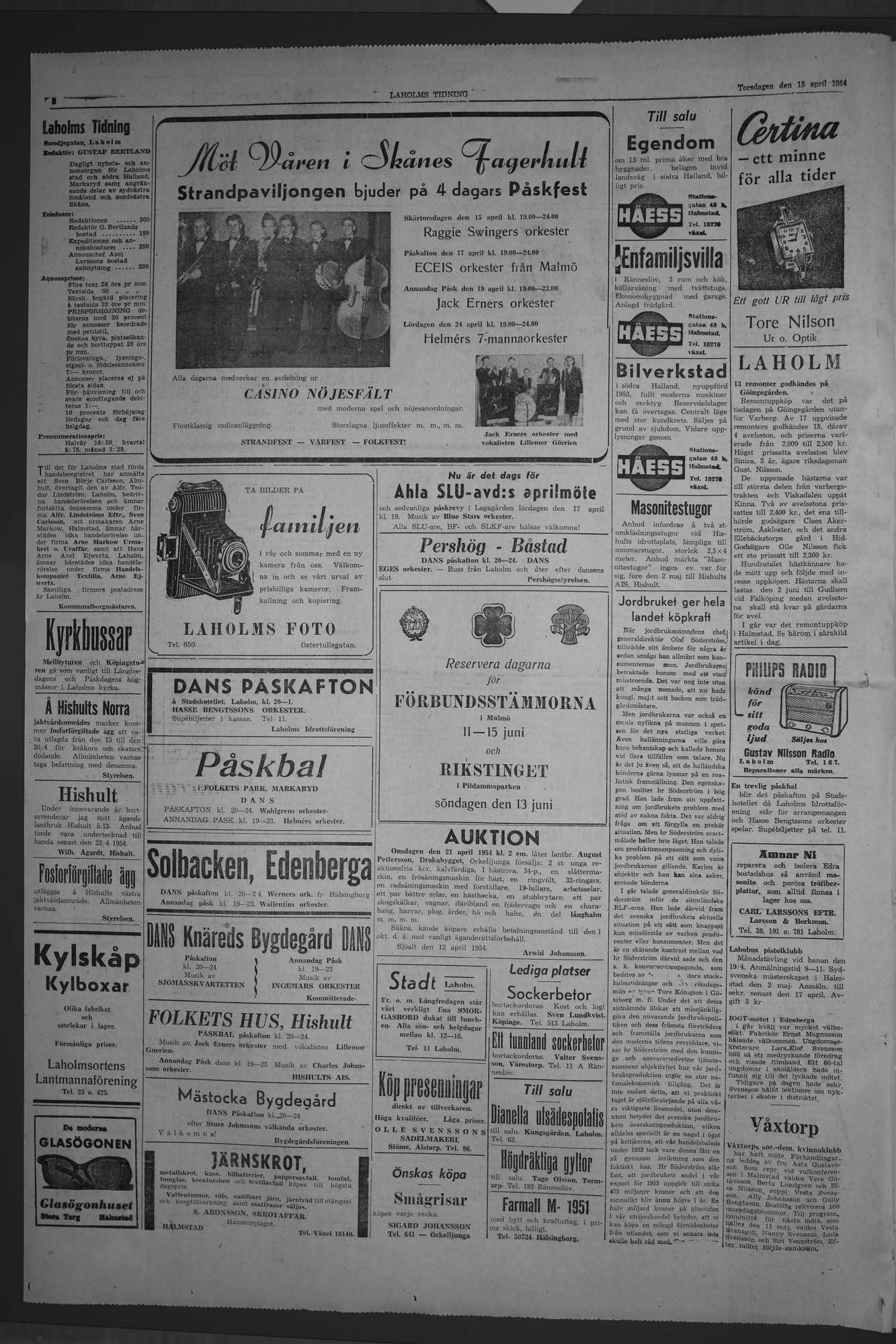 Laholms Tidning Torsdag 15 april 1954, sida 2