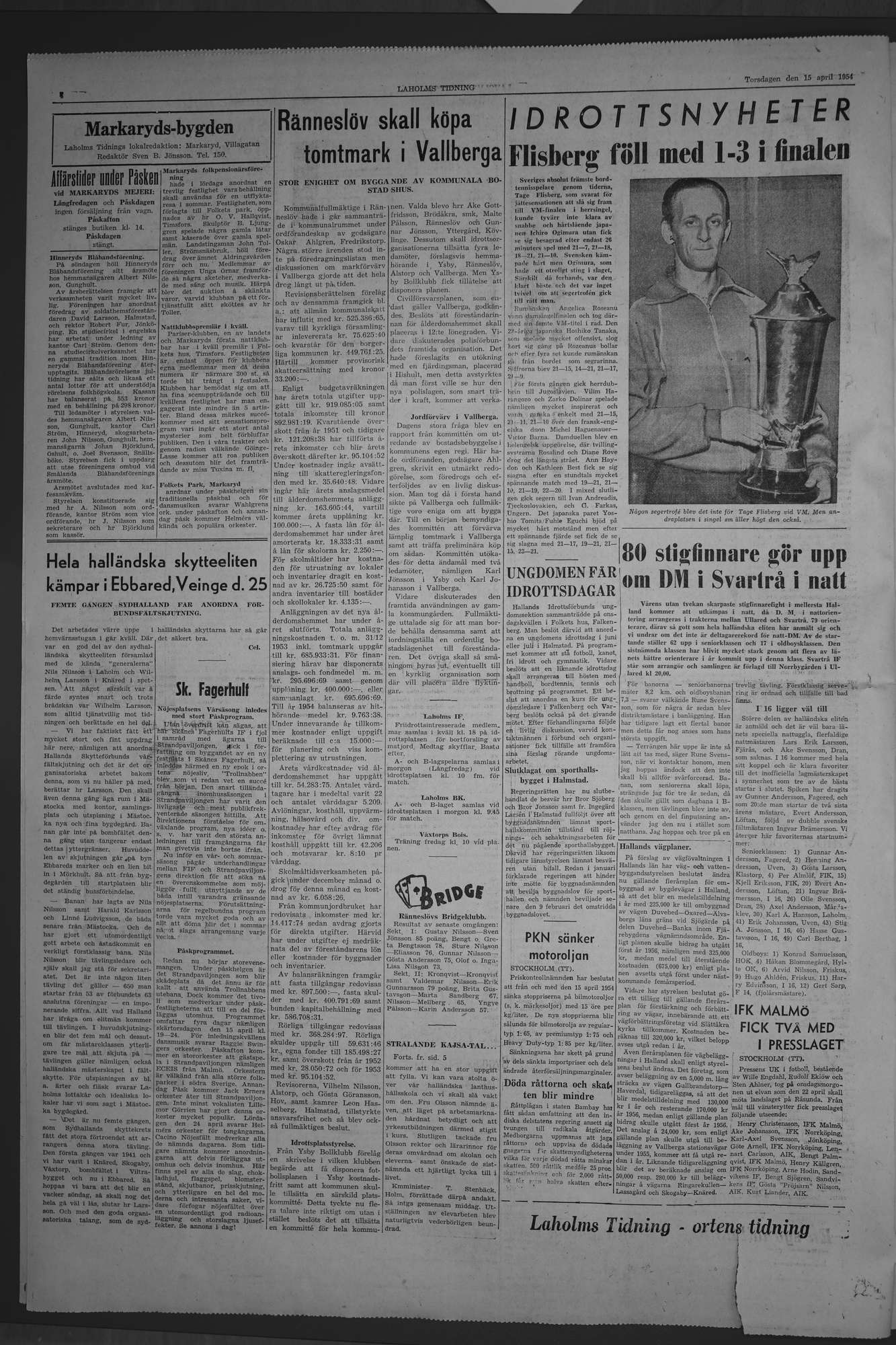 Laholms Tidning Torsdag 15 april 1954, sida 4