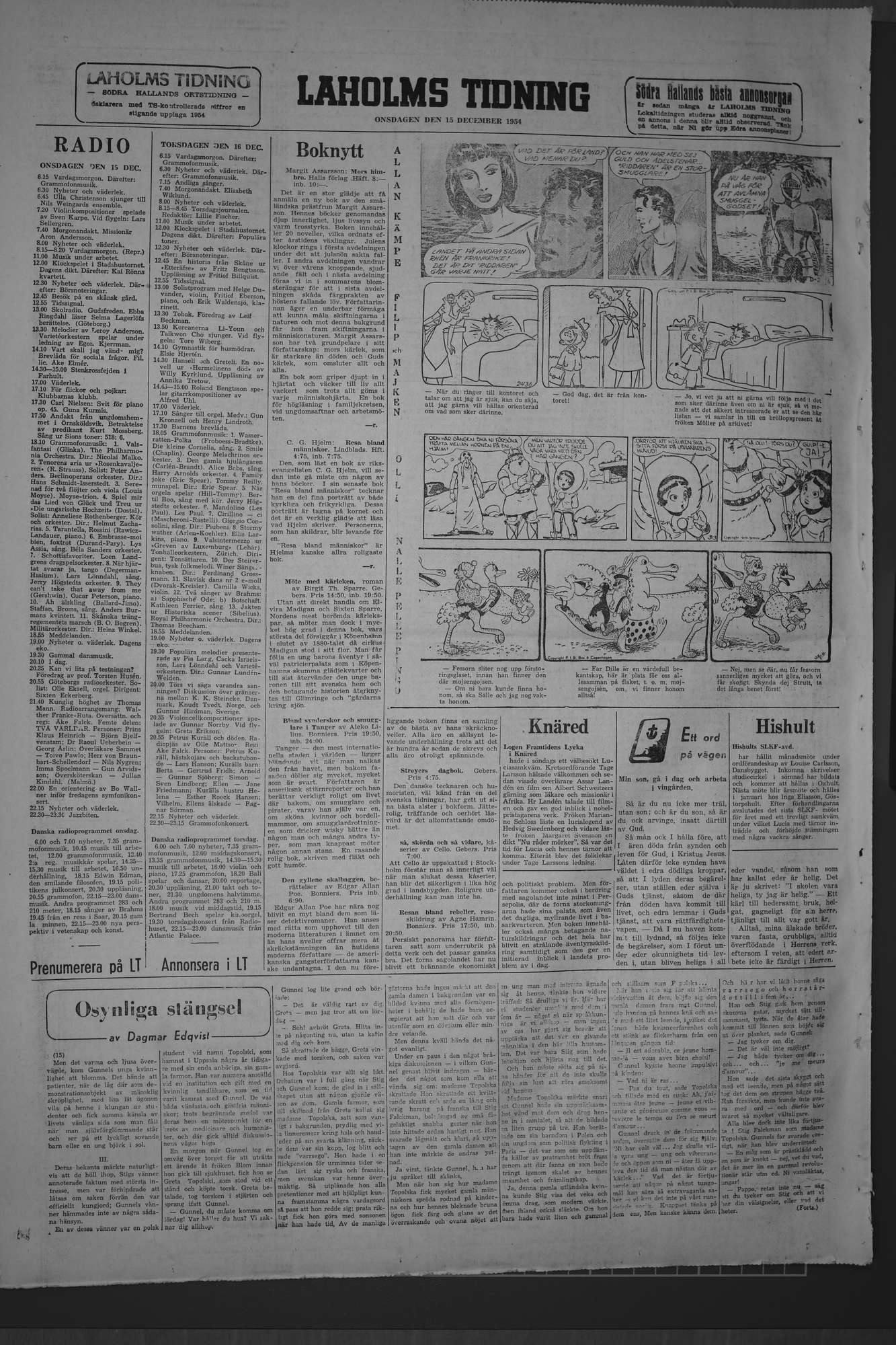 Laholms Tidning Onsdag 15 december 1954, sida 8