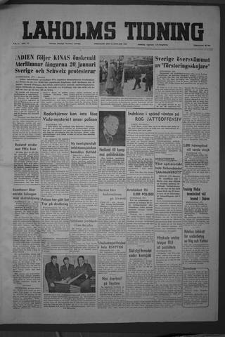 Förstasidan, Fredag 15 januari 1954