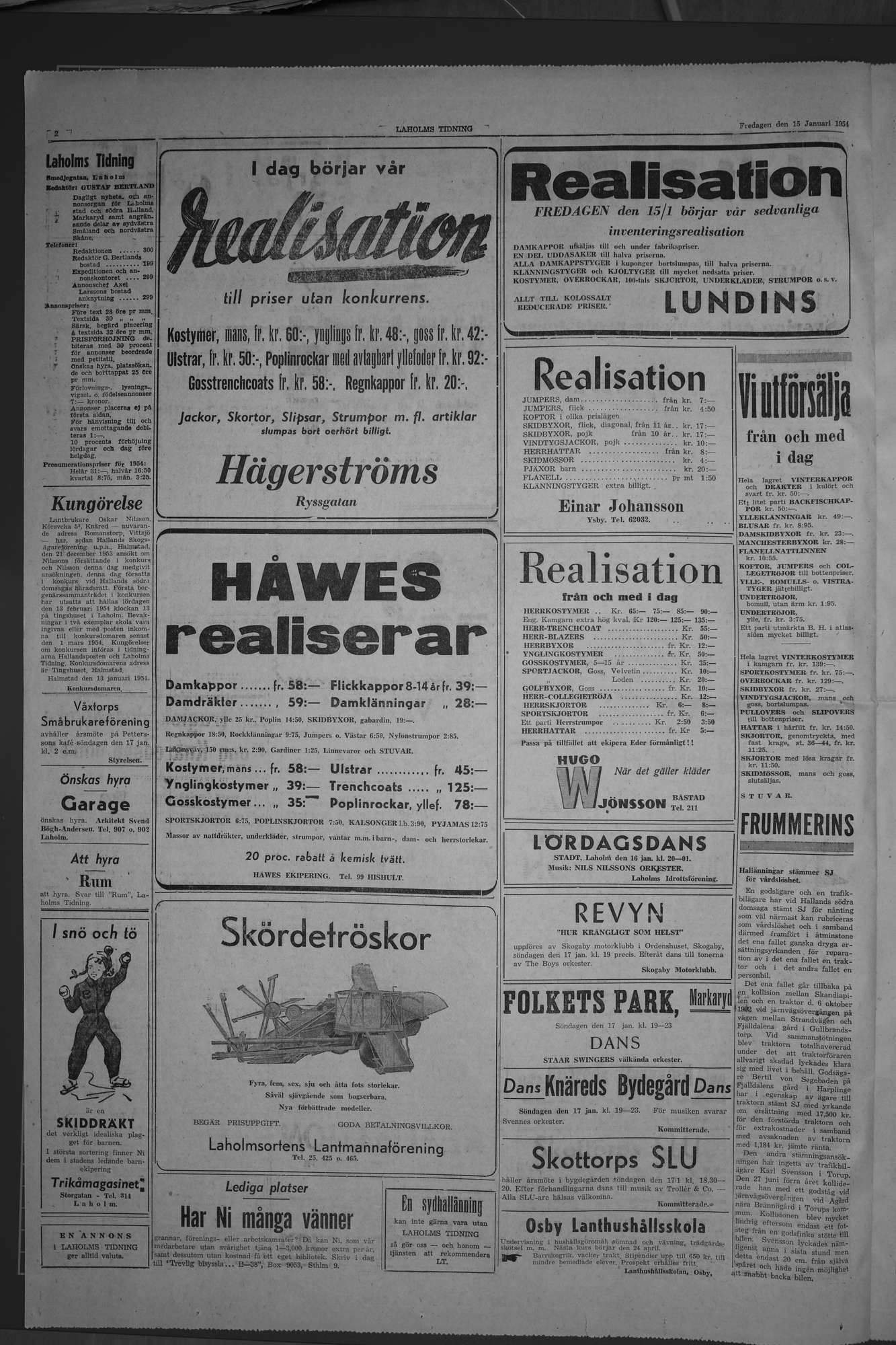 Laholms Tidning Fredag 15 januari 1954, sida 2