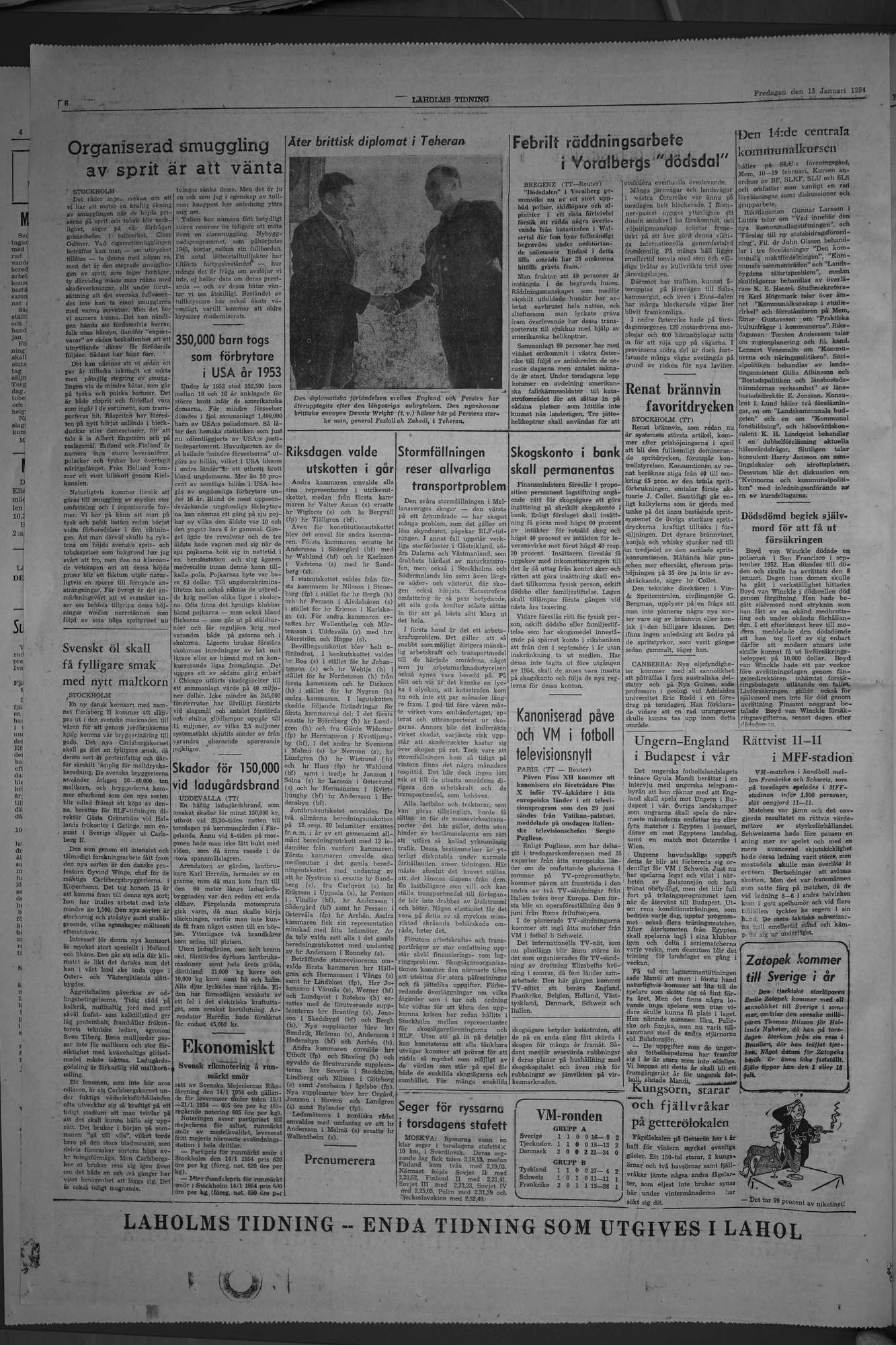 Laholms Tidning Fredag 15 januari 1954, sida 6