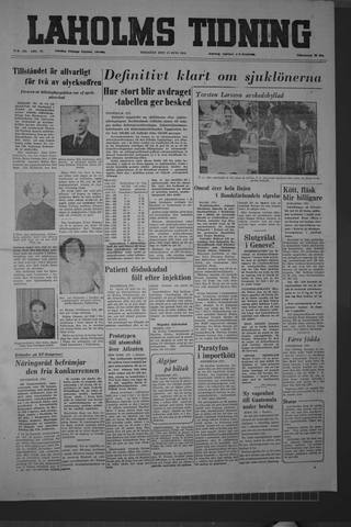 Förstasidan, Tisdag 15 juni 1954