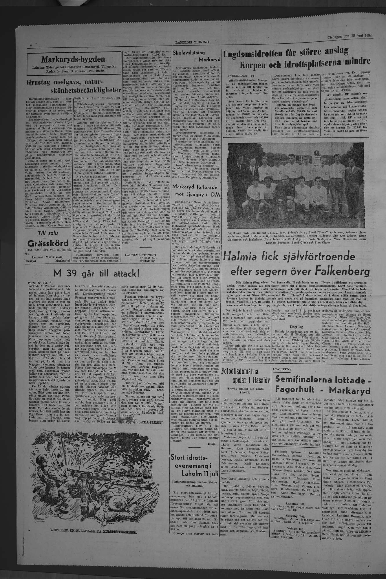 Laholms Tidning Tisdag 15 juni 1954, sida 4