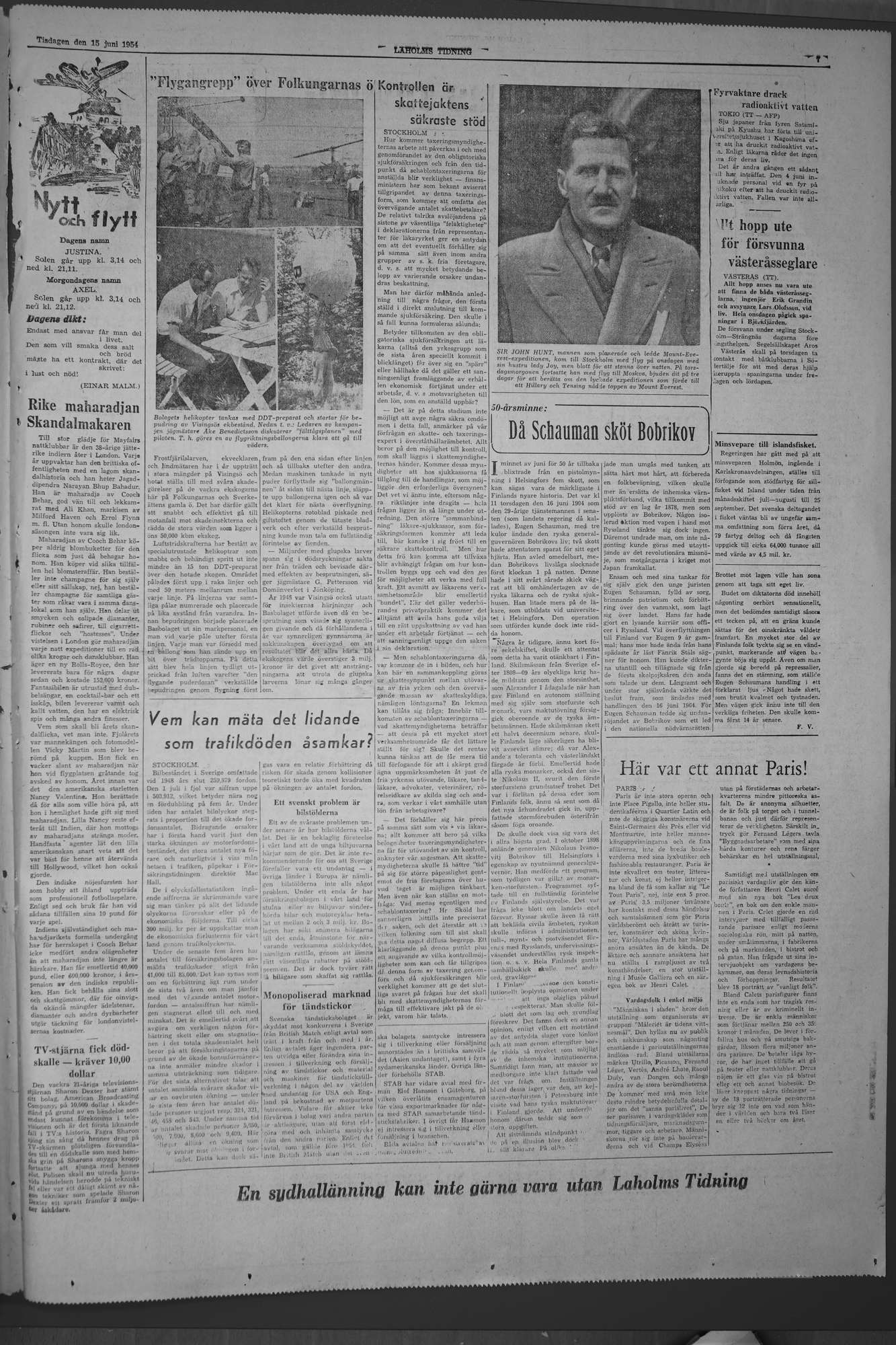 Laholms Tidning Tisdag 15 juni 1954, sida 7