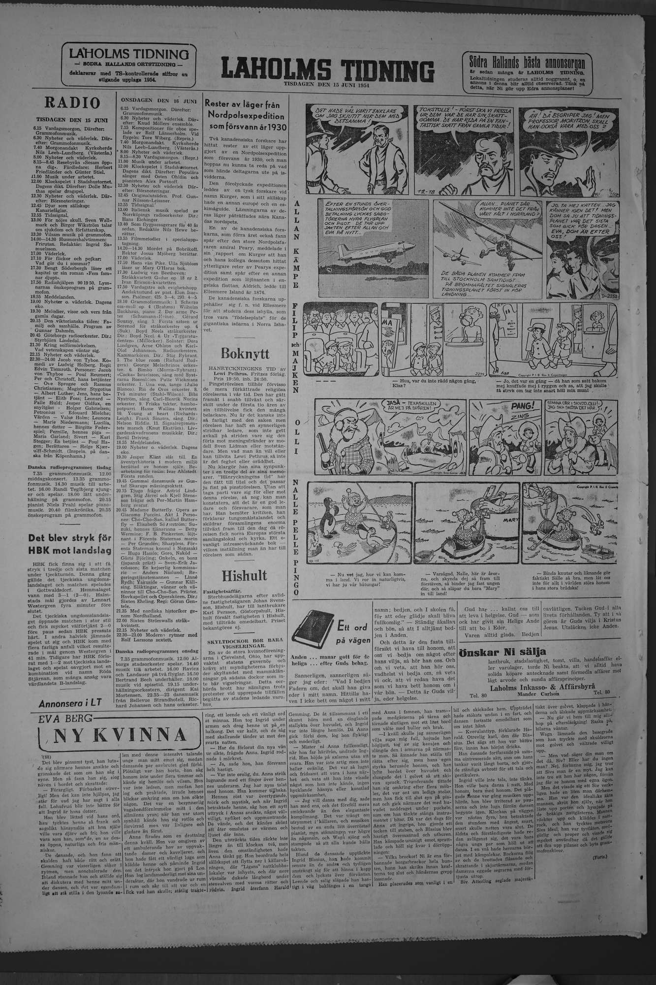 Laholms Tidning Tisdag 15 juni 1954, sida 8
