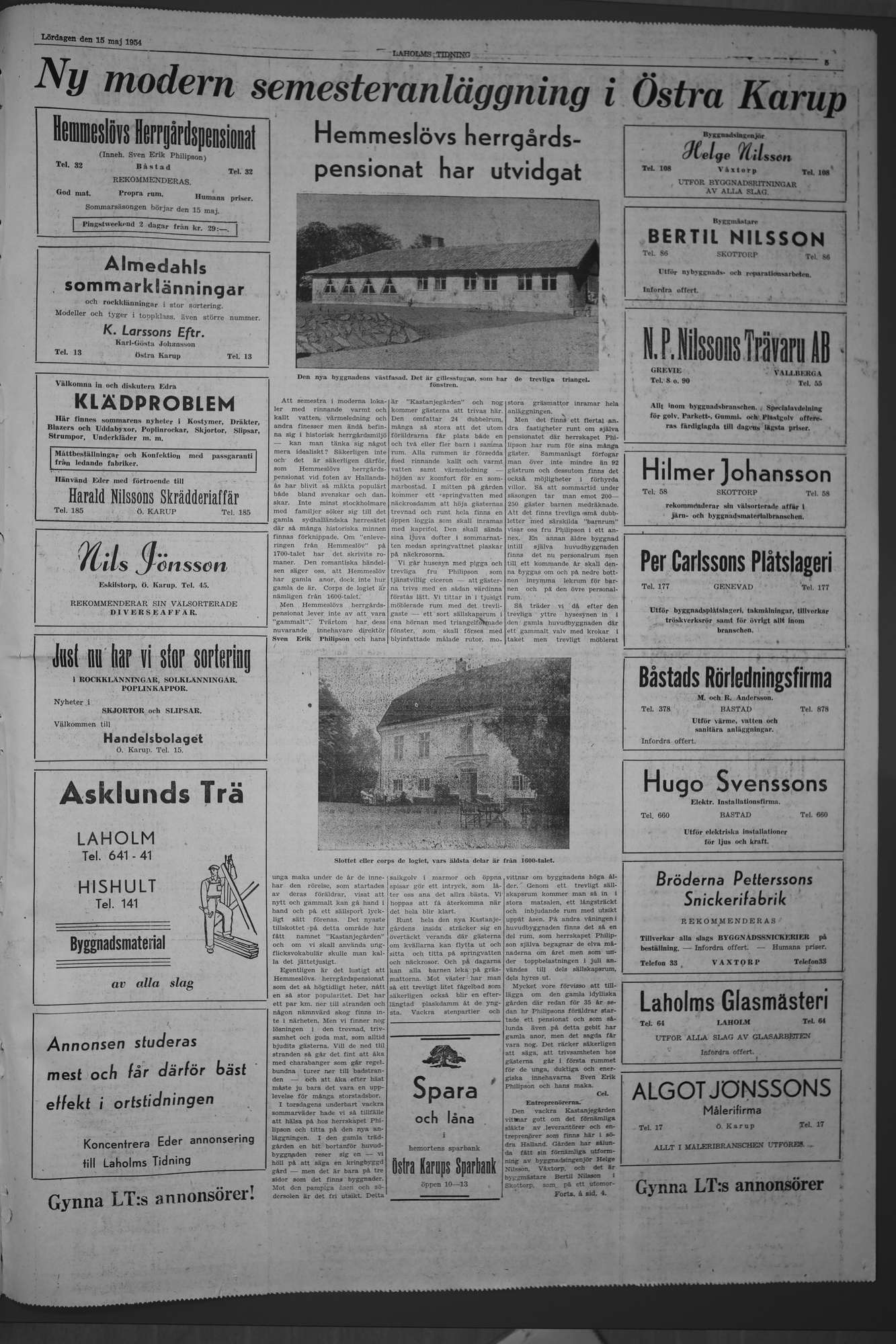 Laholms Tidning Lördag 15 maj 1954, sida 5