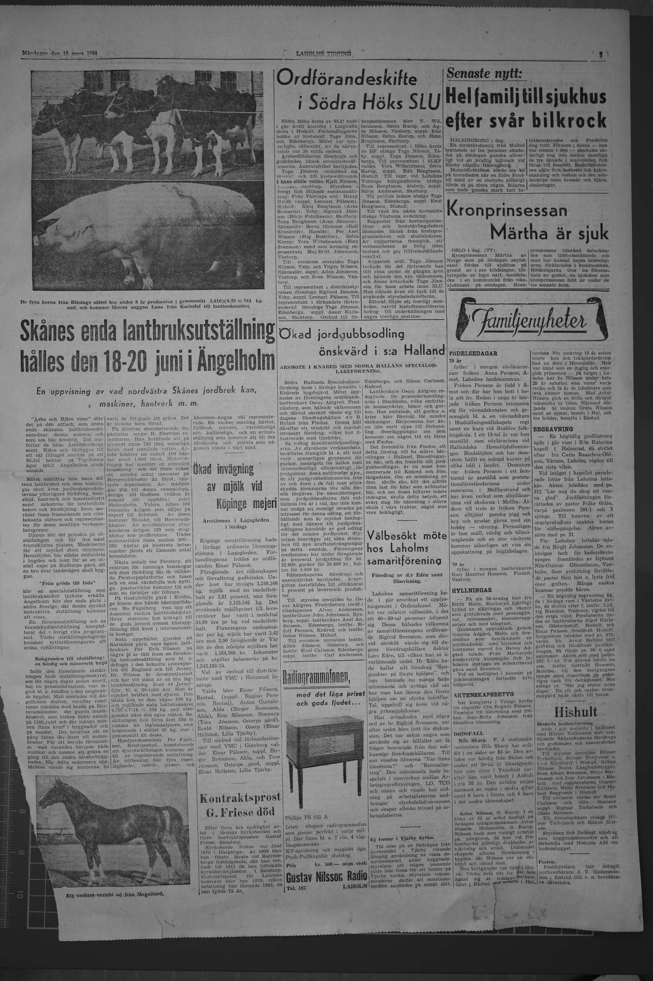 Laholms Tidning Måndag 15 mars 1954, sida 3