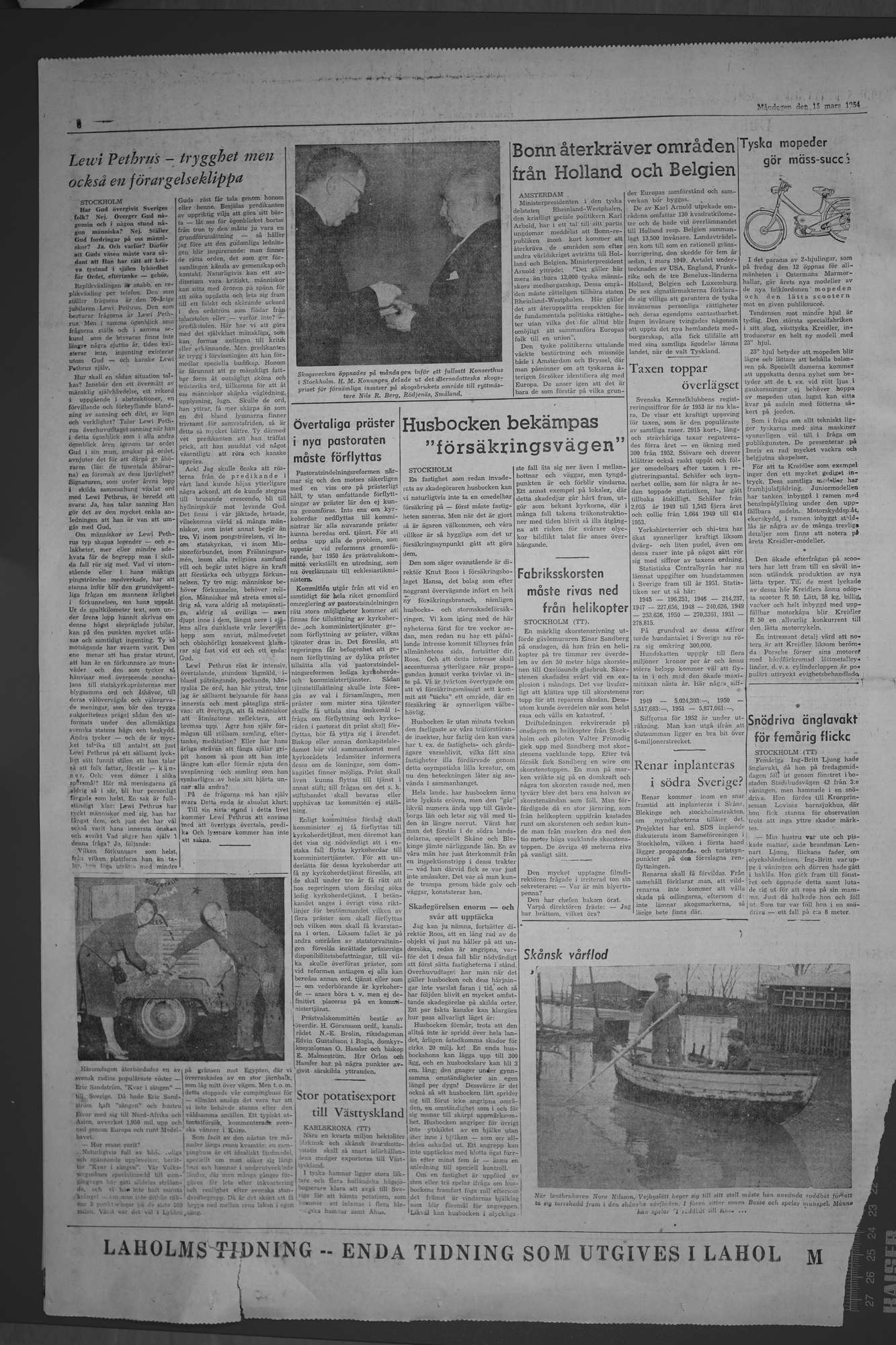 Laholms Tidning Måndag 15 mars 1954, sida 6