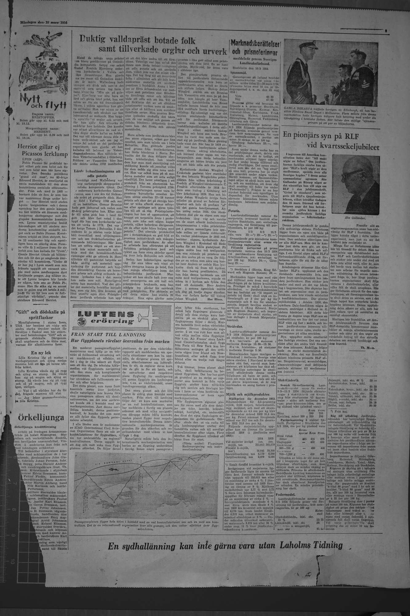 Laholms Tidning Måndag 15 mars 1954, sida 7