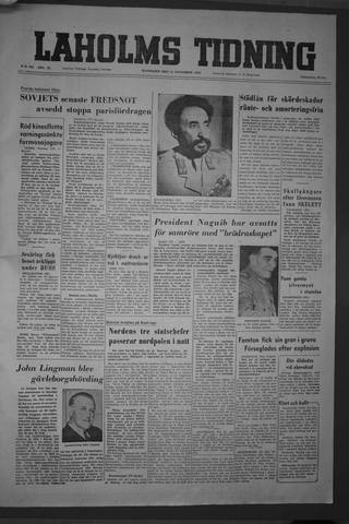 Förstasidan, Måndag 15 november 1954