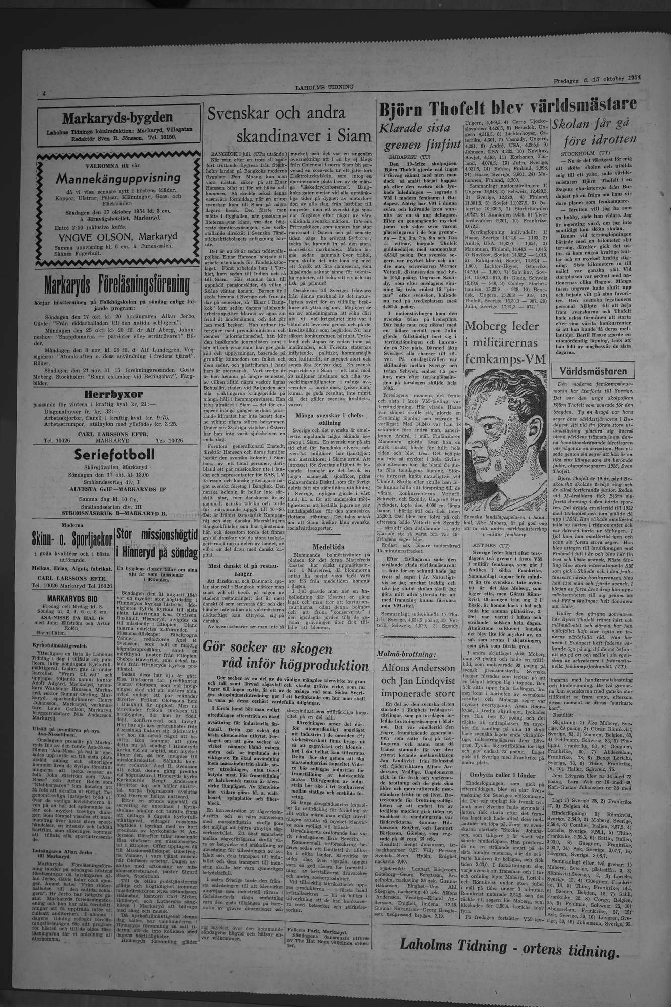 Laholms Tidning Fredag 15 oktober 1954, sida 4