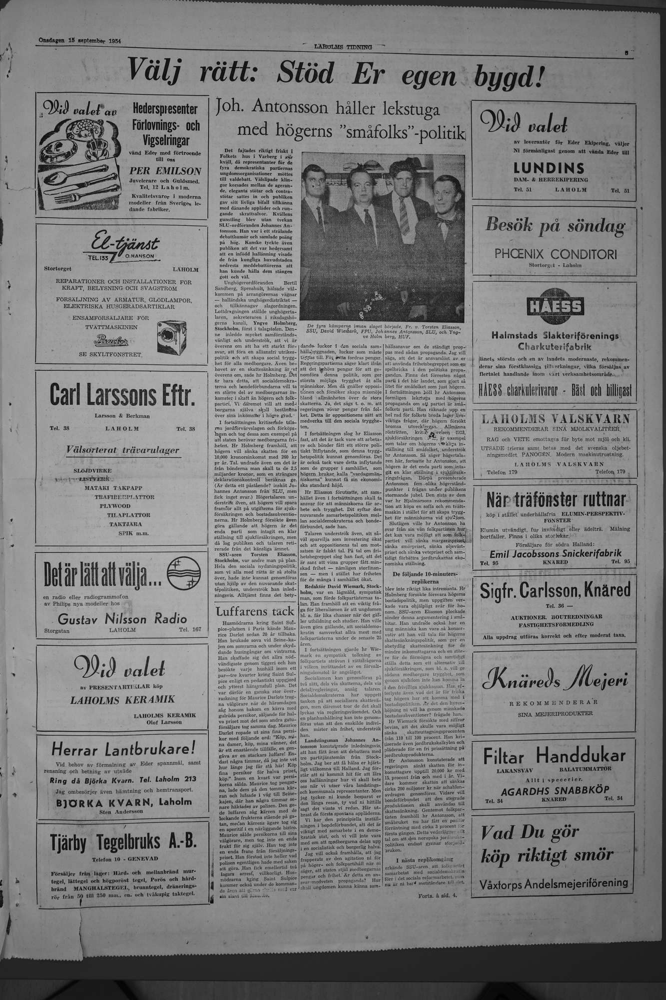 Laholms Tidning Onsdag 15 september 1954, sida 5