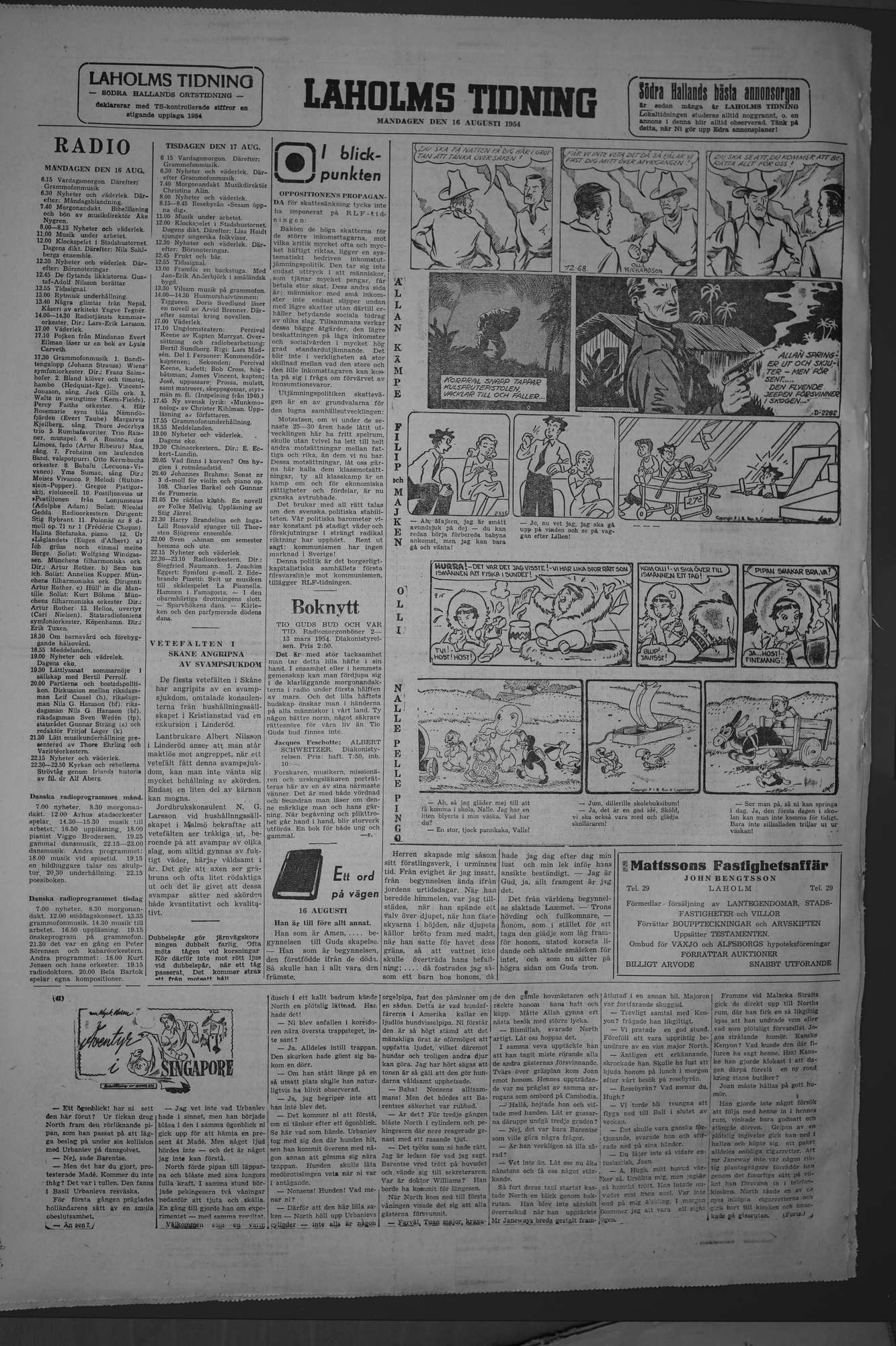 Laholms Tidning Måndag 16 augusti 1954, sida 8
