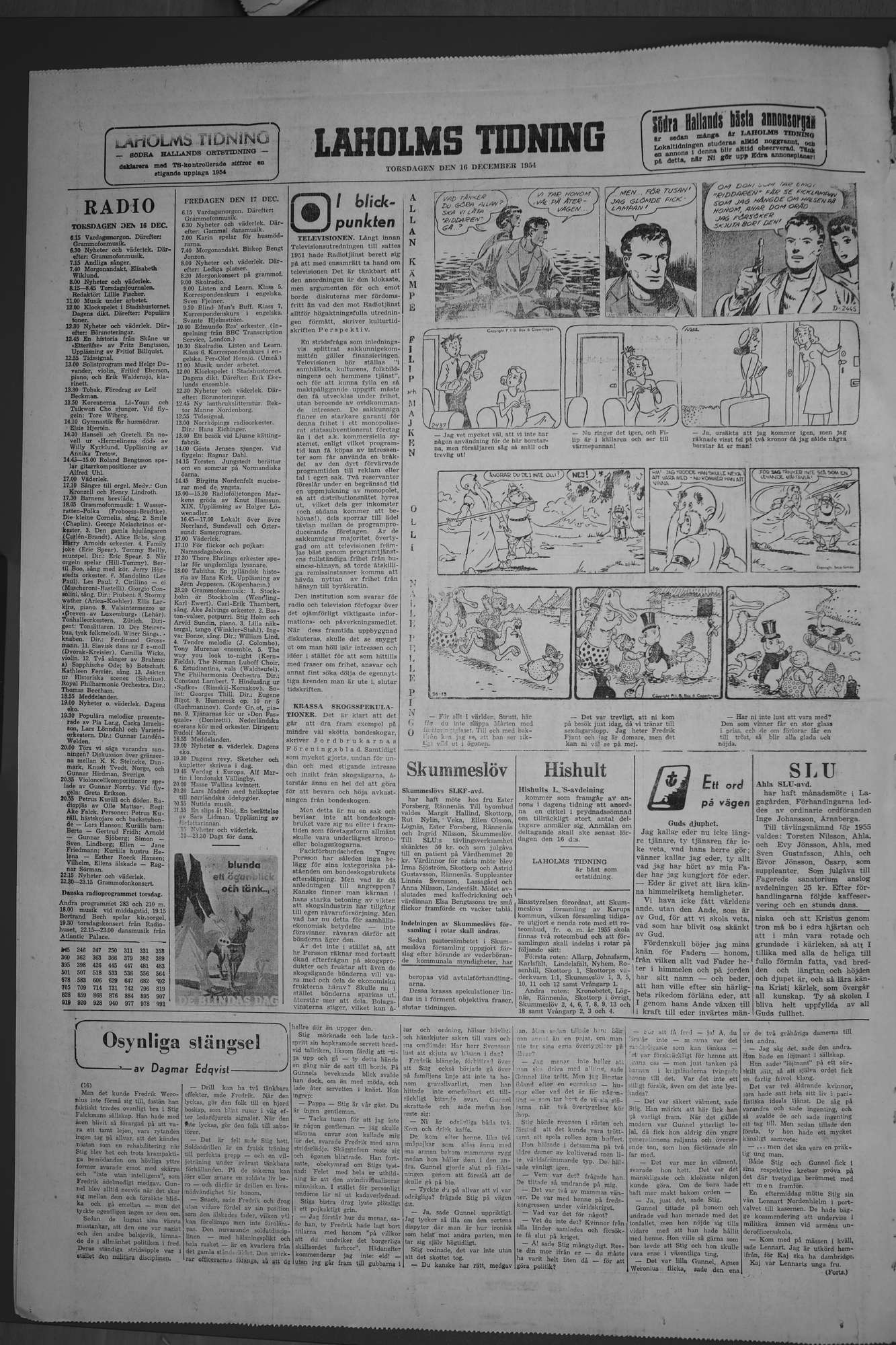 Laholms Tidning Torsdag 16 december 1954, sida 8