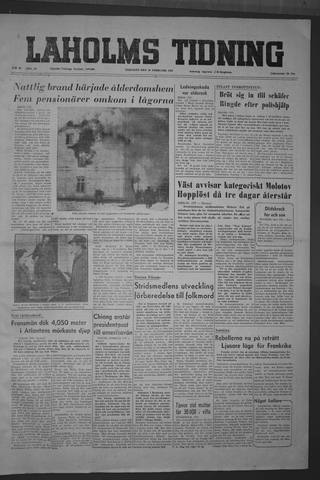 Förstasidan, Tisdag 16 februari 1954
