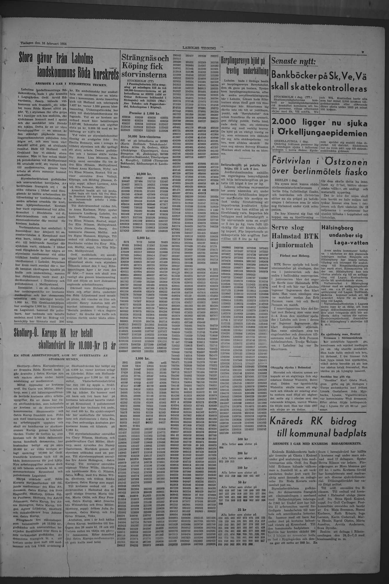 Laholms Tidning Tisdag 16 februari 1954, sida 3