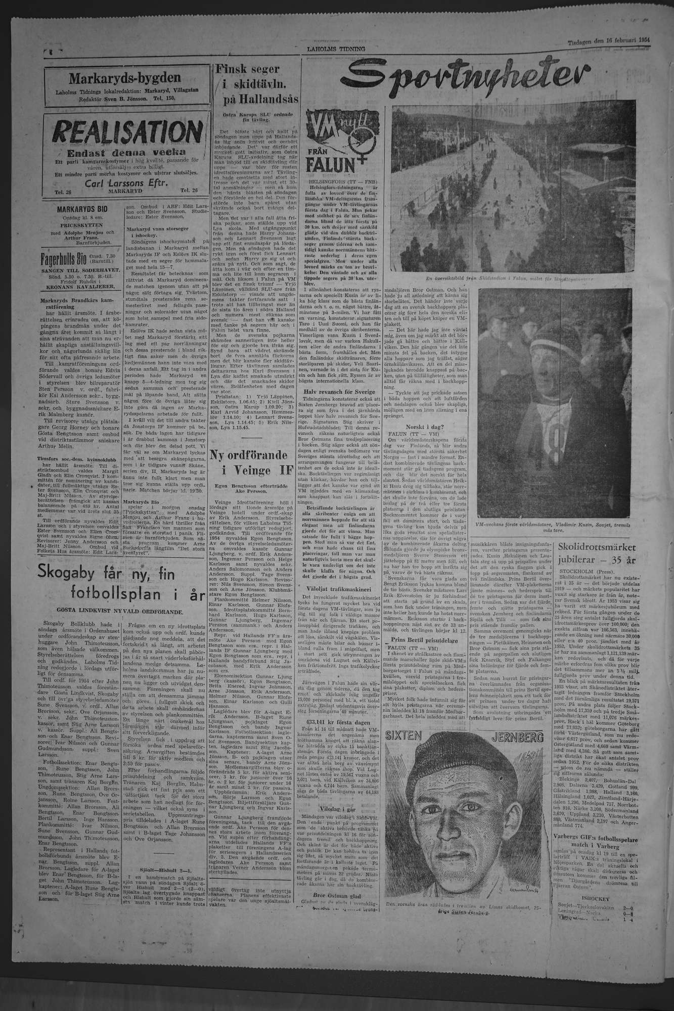 Laholms Tidning Tisdag 16 februari 1954, sida 4